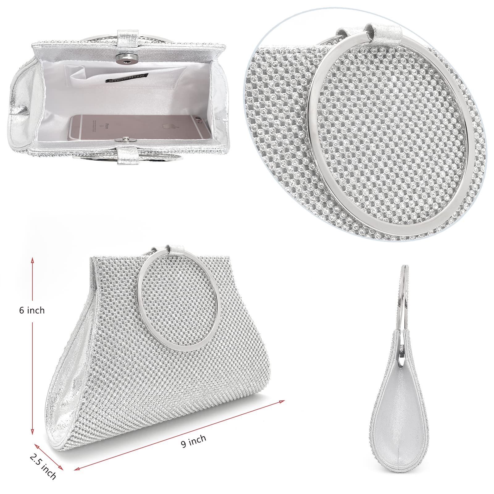 Elegant Crystal Clutch Purse for Women - Wedding Bride & Bridesmaid Handbag, Evening Wristlet Bag for Prom, Party, and Special Occasions