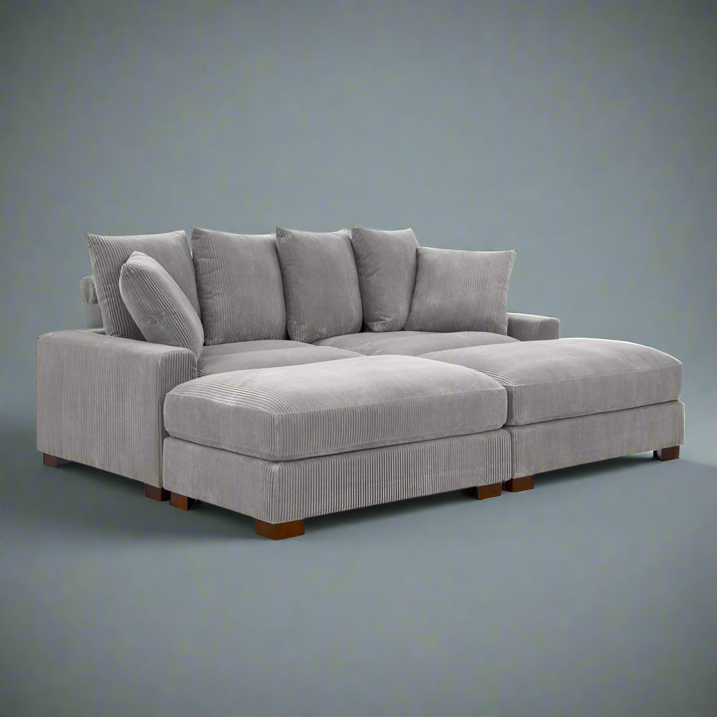 4-Piece Corduroy Sectional Sofa Set - Plush Upholstered Living Room Couch with Chaise | Modern Comfortable Furniture for Small Spaces & Apartments | Perfect for Family Movie Nights & Cozy Gatherings