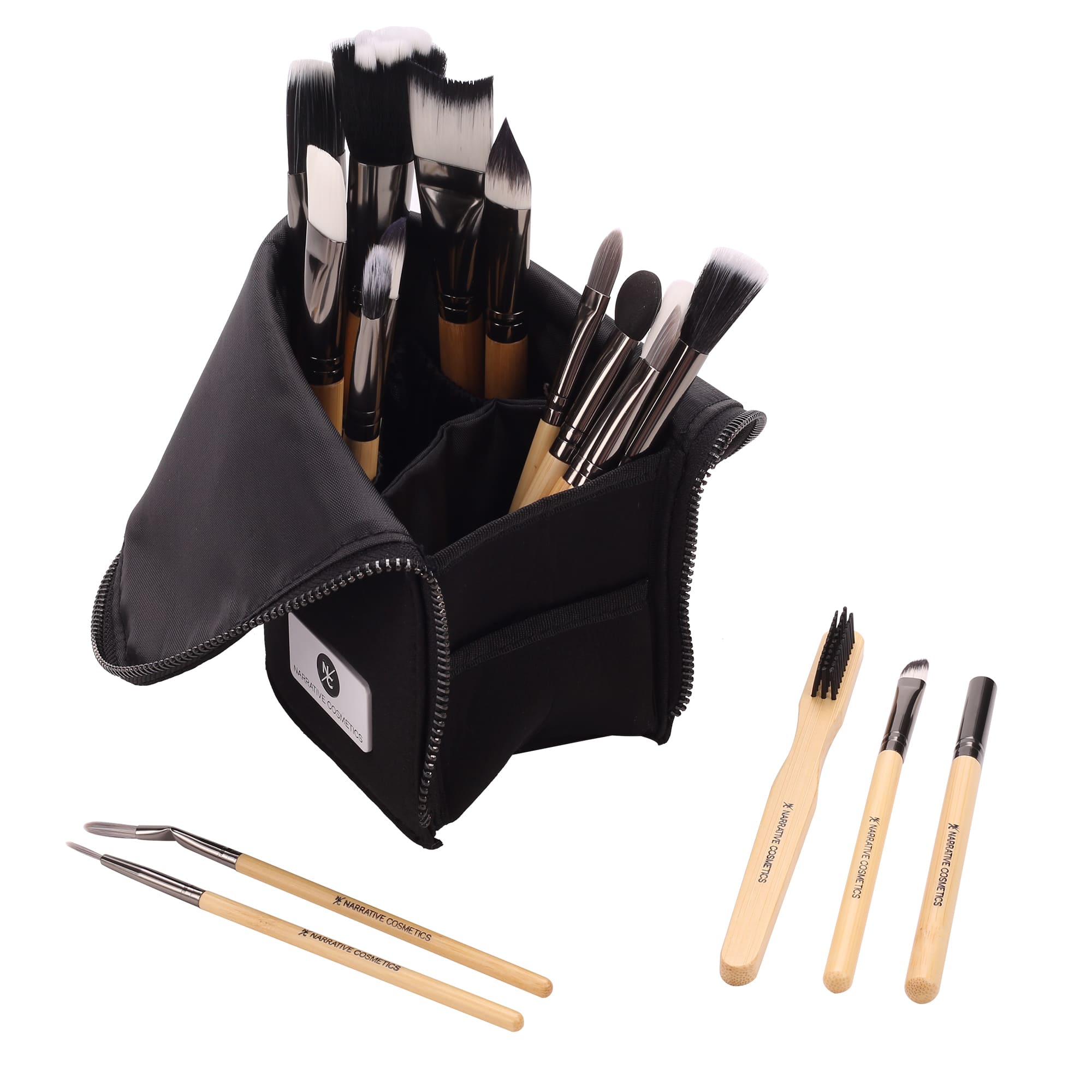 Professional Foldable Stand Up Makeup Brush Organizer Bag - Portable Travel Cosmetic Brush Holder for Makeup Artists & Enthusiasts - Perfect for Home, Salon & On-the-Go Touch Ups