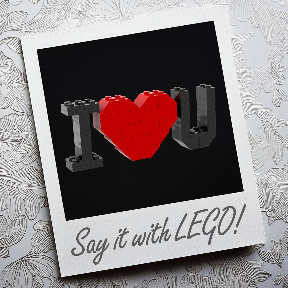 LEGO I Heart U Love Heart Display [MiniMOC] - Romantic Building Set for Valentine's Day, Anniversary & Home Decor