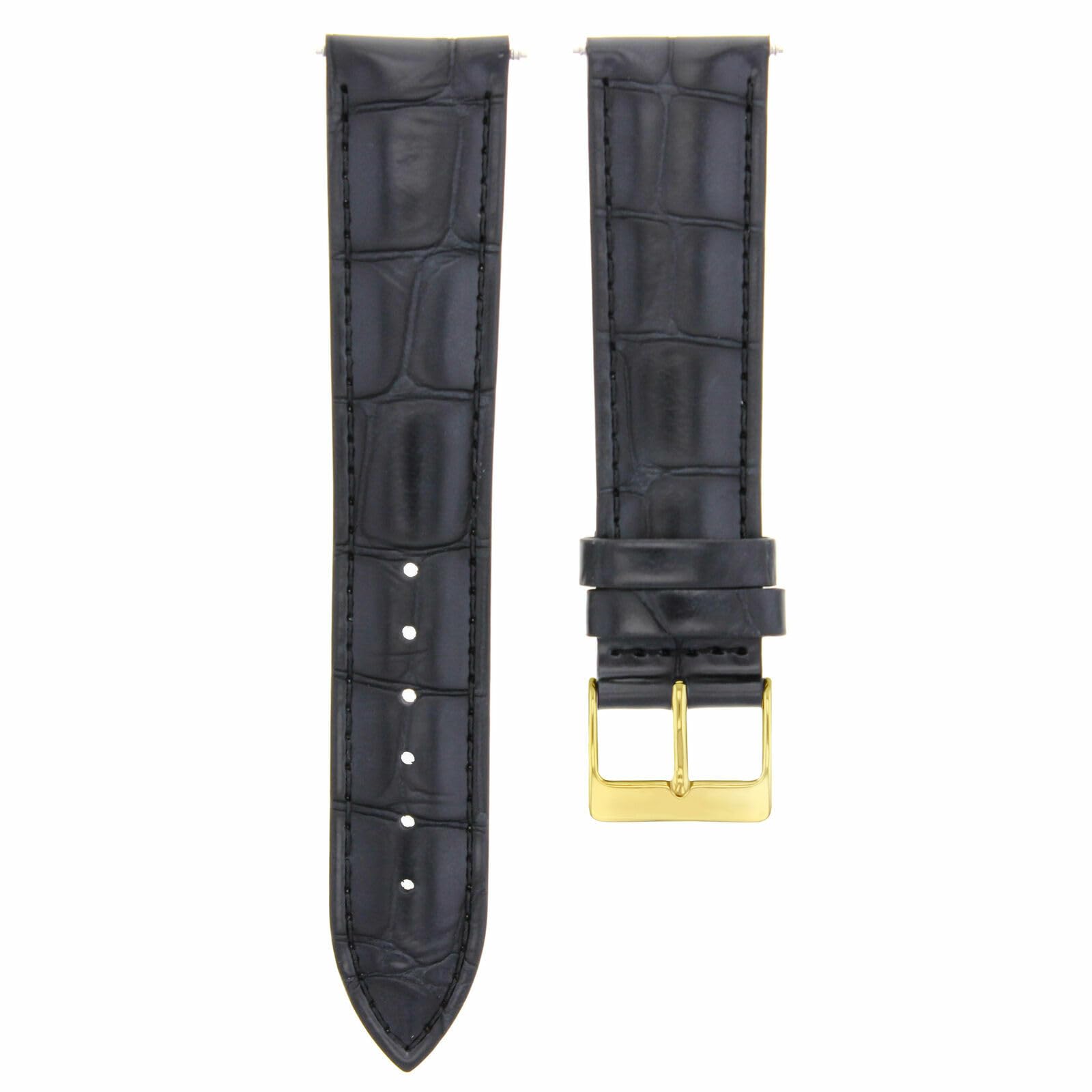 18mm Genuine Leather Watch Band Strap - Compatible with Jaeger-LeCoultre Watches - Black with Gold Buckle - Replacement Strap for Luxury Timepieces - Perfect for Business, Formal & Special Occasions