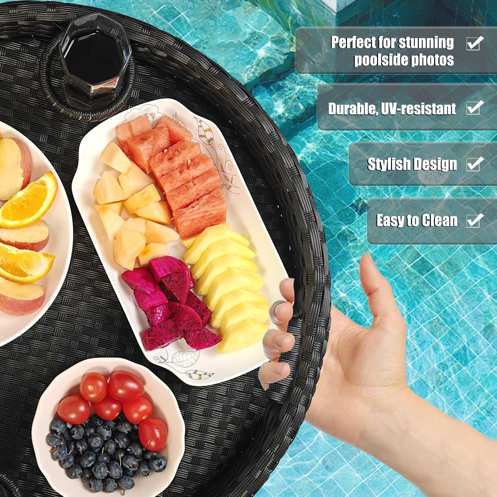 Premium Floating Pool Tray - Round Waterproof Drink & Food Holder for Swimming Pools - Ideal for Pool Parties, Summer Relaxation & Outdoor Water Activities