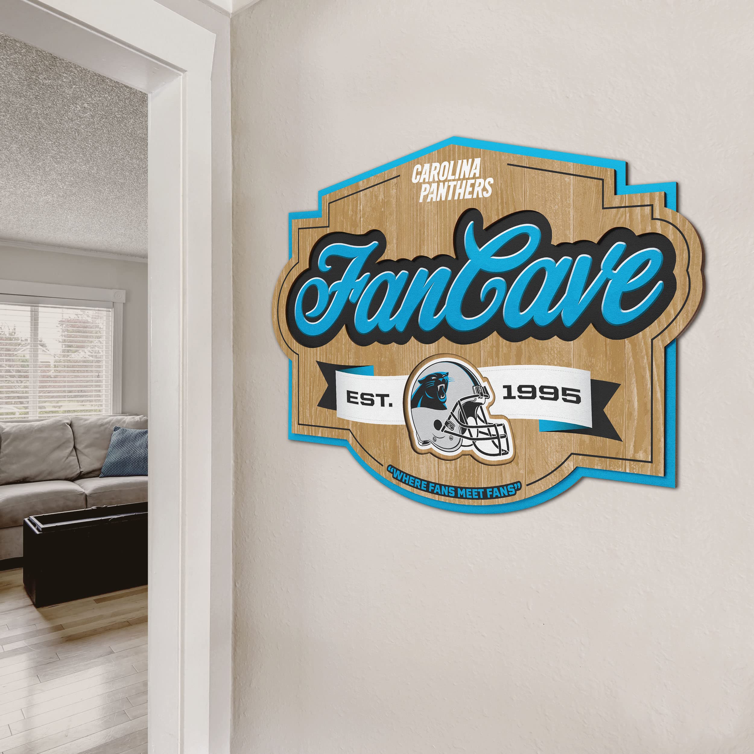 YouTheFan NFL Fan Cave Sign - Officially Licensed Team Logo Decor for Man Cave, Game Room, Sports Bar & Home Office - Perfect for Football Fans & Gifts