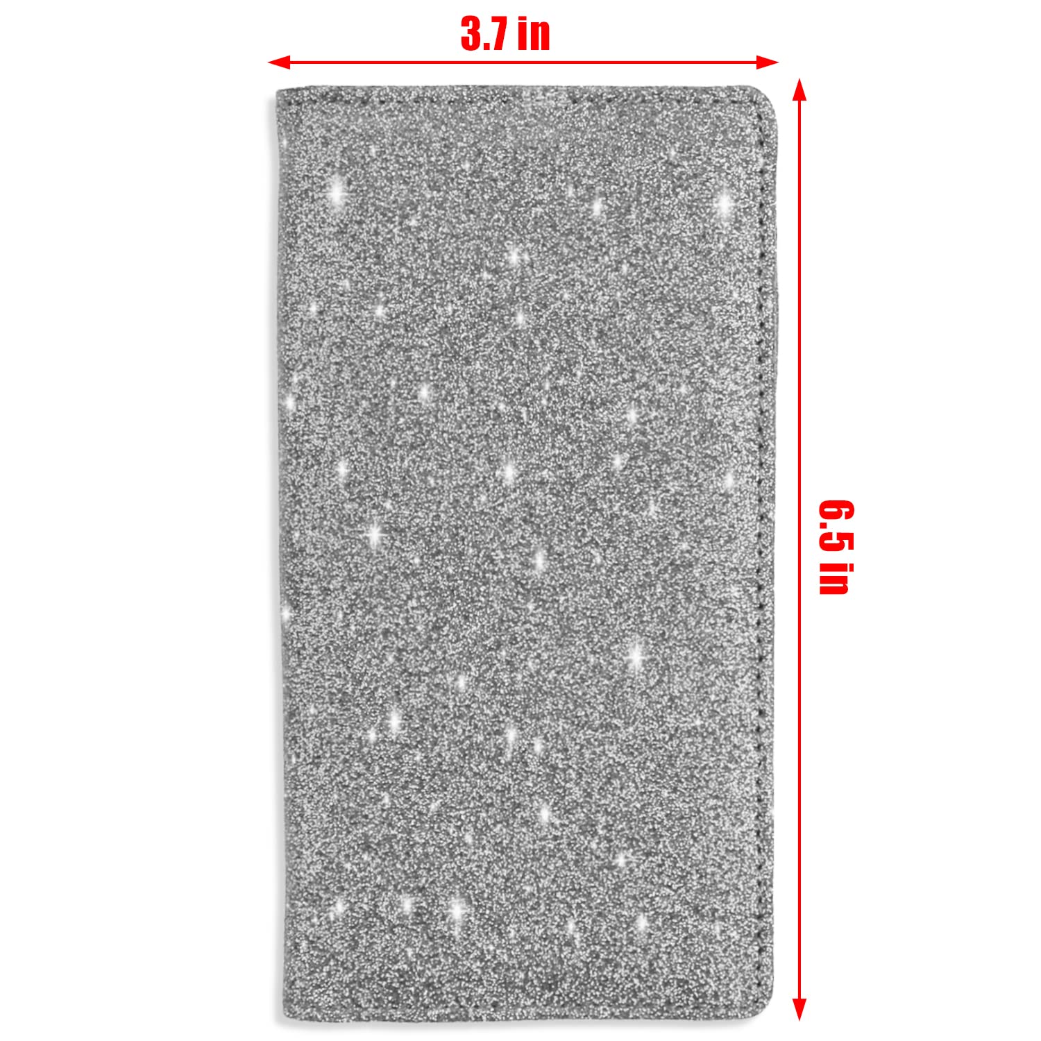 Sanlykate RFID Blocking Glitter Checkbook Cover for Women - PU Leather Standard Checkbook Case with Pen Holder & Free Divider (Silver) - Perfect for Everyday Banking, Bill Payments & Financial Organization