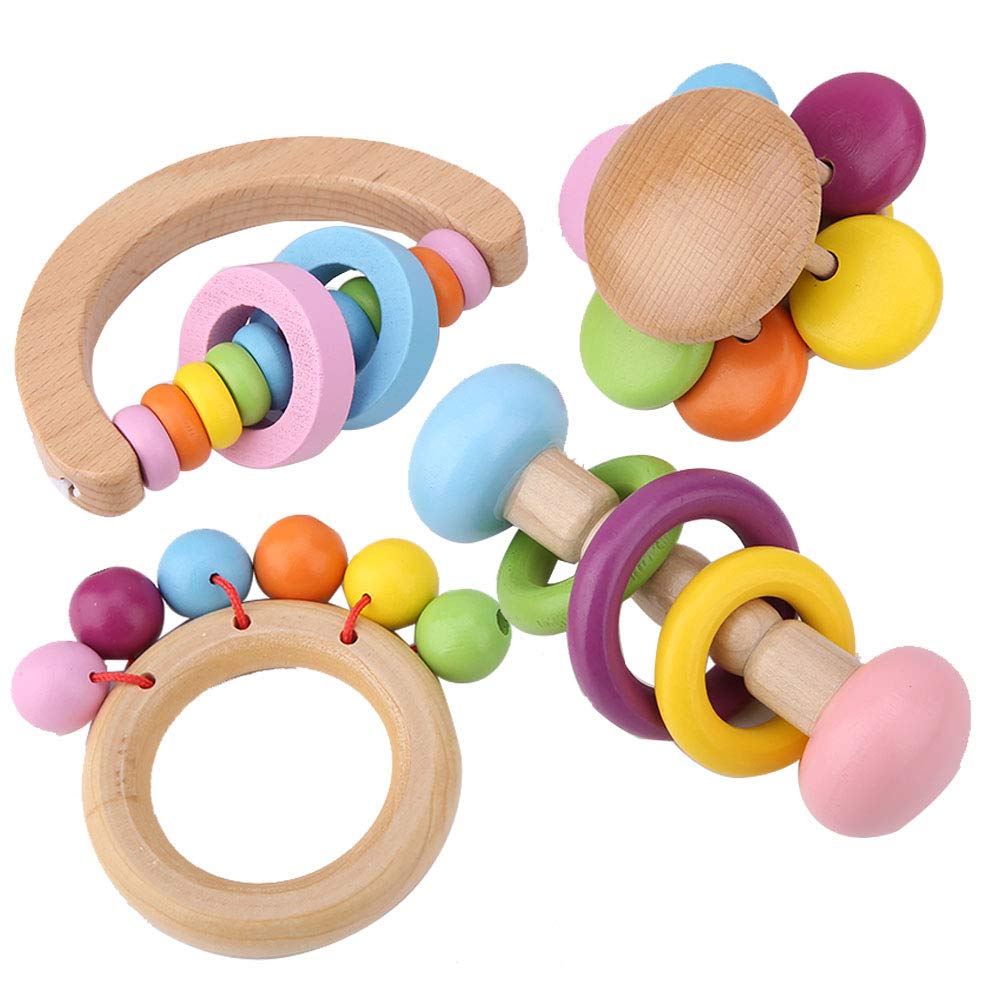 EVTSCAN 4 PCS Natural Wooden Bird Chewing Toys for Small & Medium Parrots - Safe Cage Biting Blocks for Beak Exercise & Stress Relief - Perfect for Cockatiels, Conures, Lovebirds, and Budgies (Great for Playtime & Mental Stimulation)