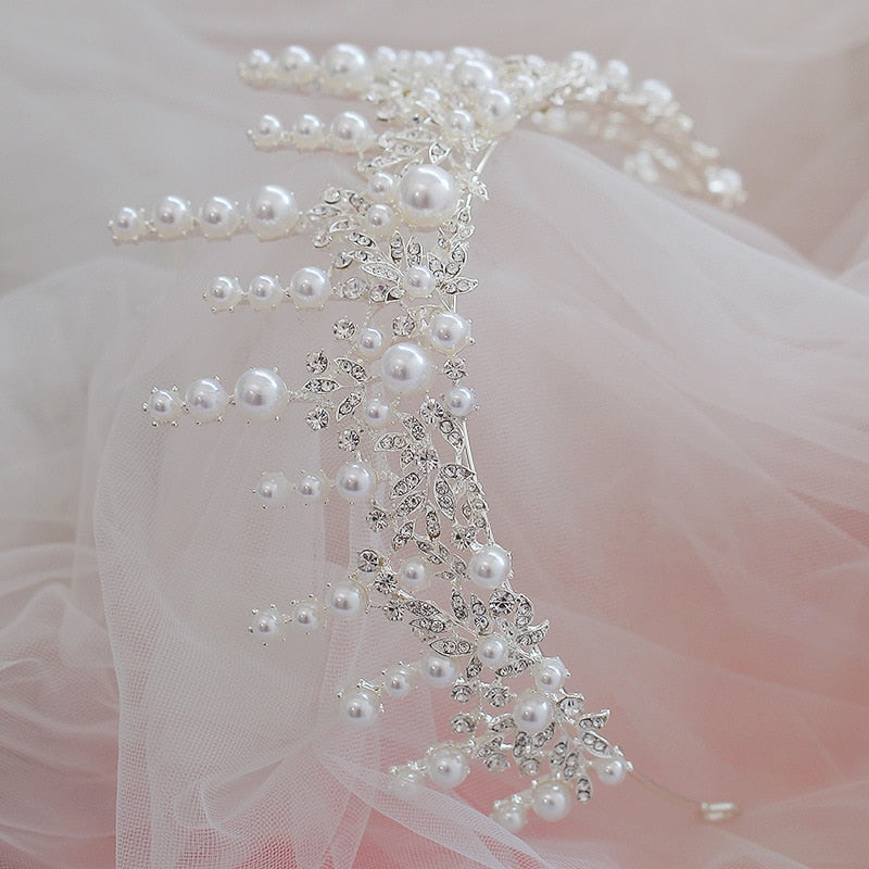 Luxury Baroque Silver Plated Crystal Pearl Bridal Tiara Crown - Rhinestone Wedding Headpiece for Bride, Pageant, Prom & Special Occasions | Elegant Hair Accessories for Weddings, Parties & Formal Events