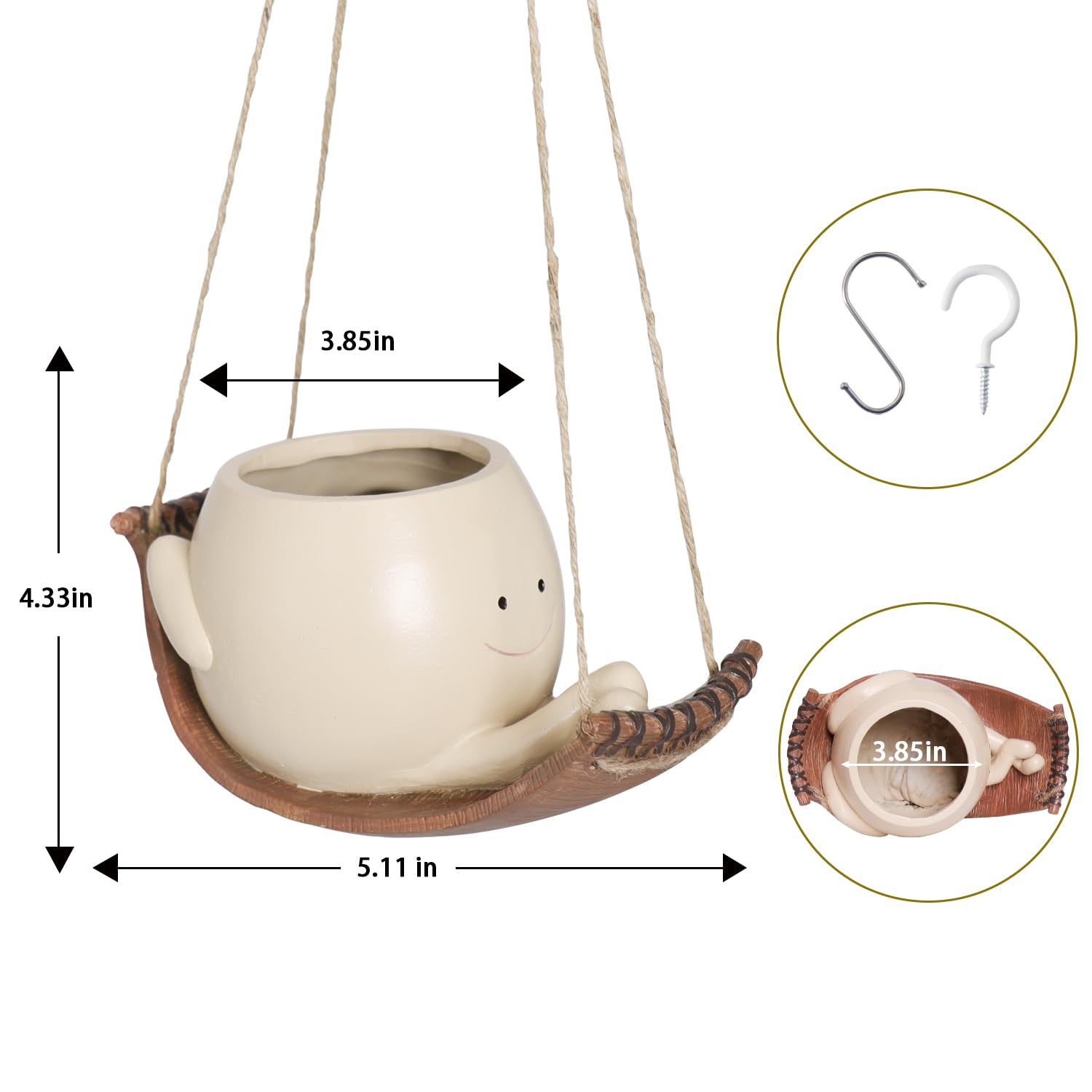 Smiling Face Hanging Hammock Planter - Resin Swing Pot for String of Pearls Plants | Indoor/Outdoor Flower Pot for Home Decor, Garden & Patio | Perfect Gift for Mother's Day, Christmas & Housewarming