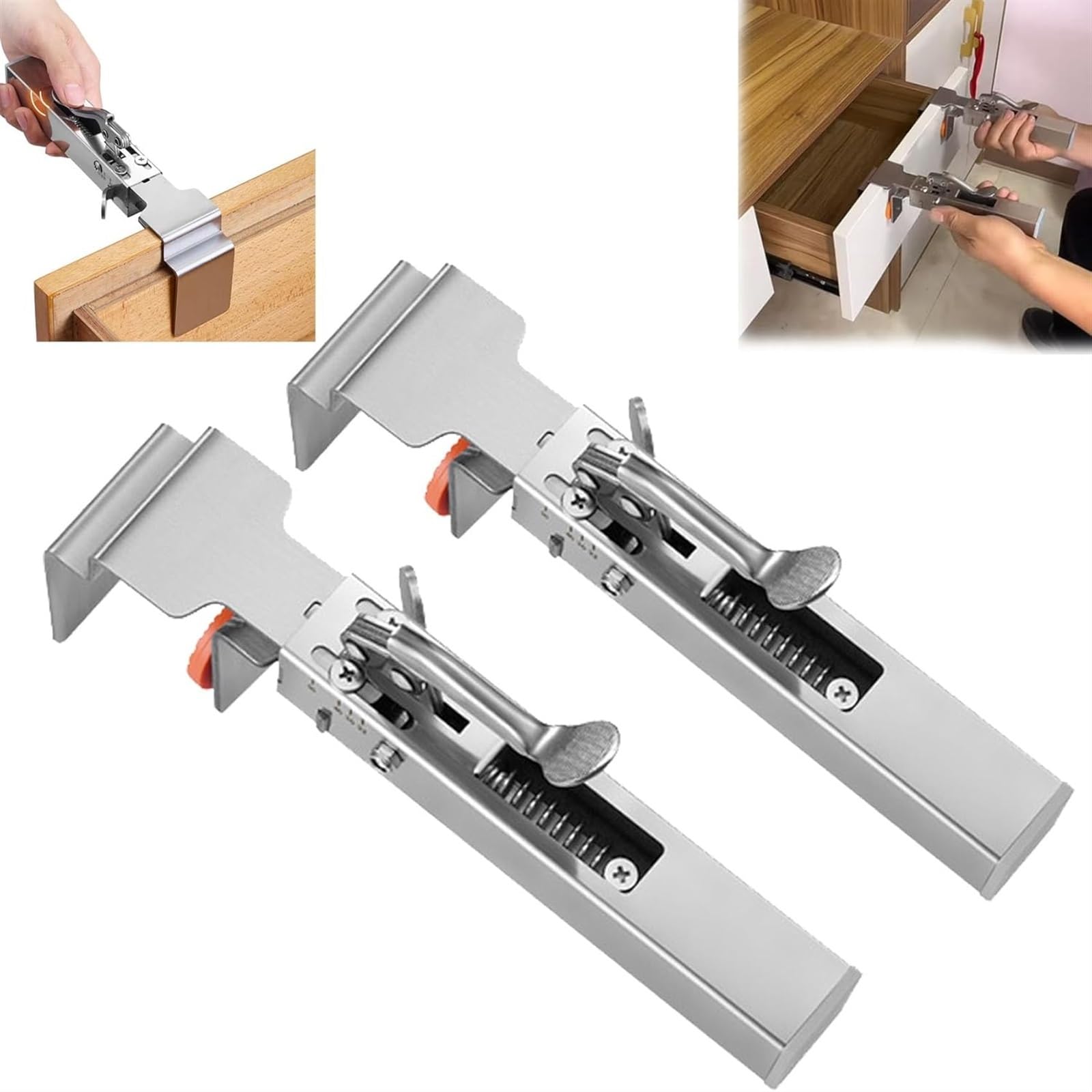 Adjustable No-Drill Drawer Fixing Clamps - Quick Release Cabinet Clamps for Woodworking & DIY Projects - Perfect for Kitchen Cabinets, Office Desks & Furniture Repair (2-Pack)