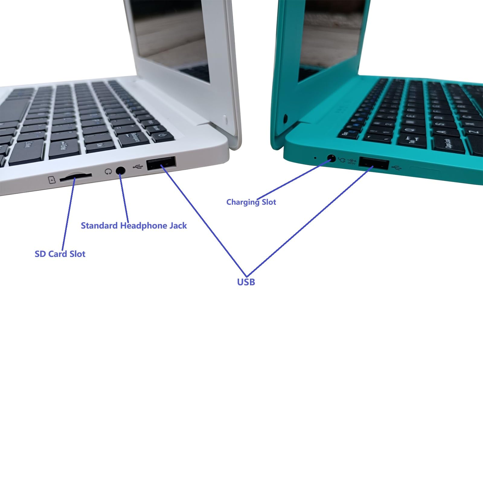 10 Inch Mini Laptop Computer - Android 12 Quad Core, 64GB Storage, WiFi, Webcam, Bluetooth - Includes Charger & Mouse - Perfect for Kids & Students (Blue) - Ideal for Online Learning, Remote Work & Travel