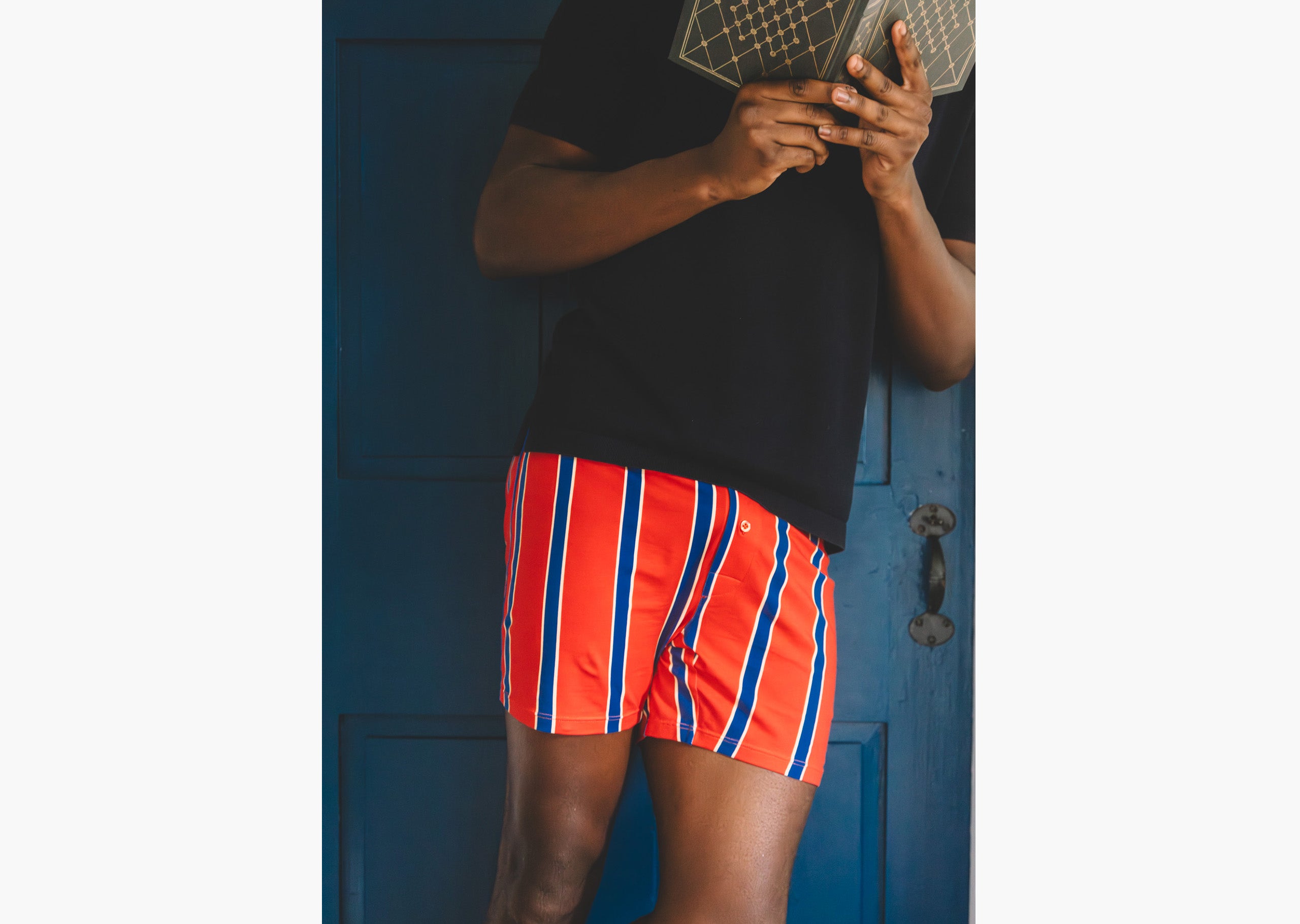 Slim Fit Boxer Briefs for Men - Red Collegiate Stripe Underwear, Comfortable Cotton Boxers for Daily Wear, Gym & Sleep