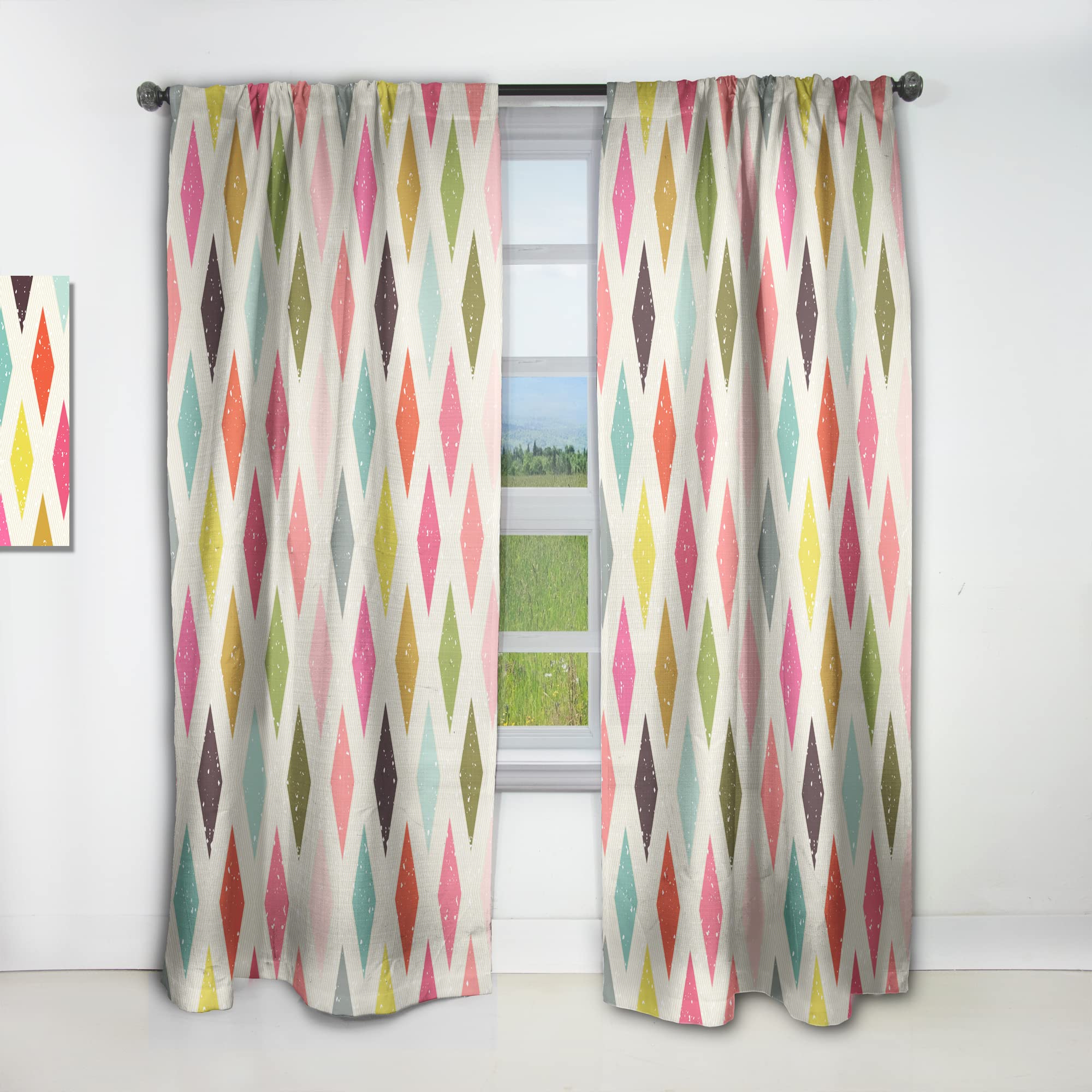 DesignQ Diamond Retro III Thermal Insulated Curtains - Single Panel 52x108 - Blackout Drapes for Bedroom & Living Room - Perfect for Energy Efficiency & Light Control