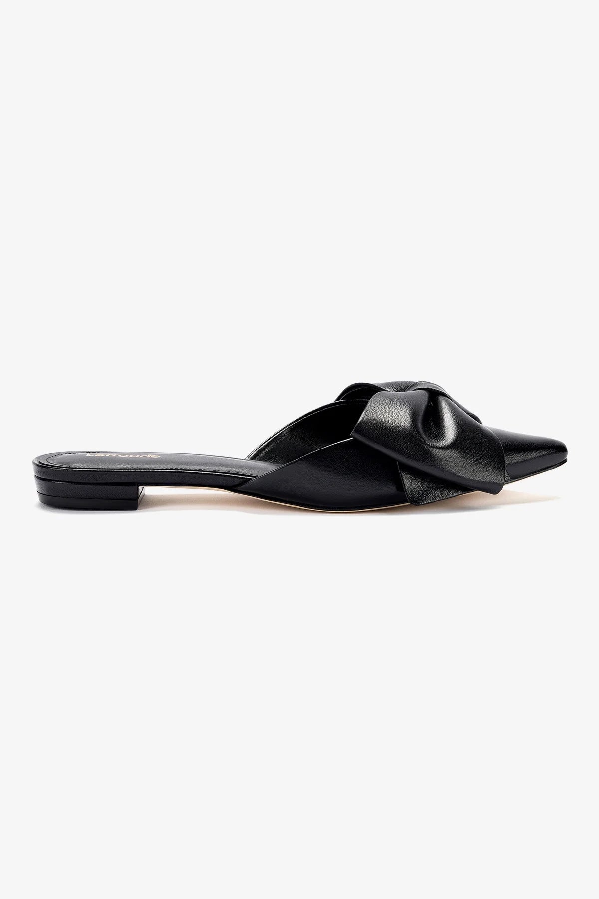 Elle Black Leather Flat Mules for Women - Comfortable Slip-On Shoes for Casual Wear, Office & Everyday Outfits