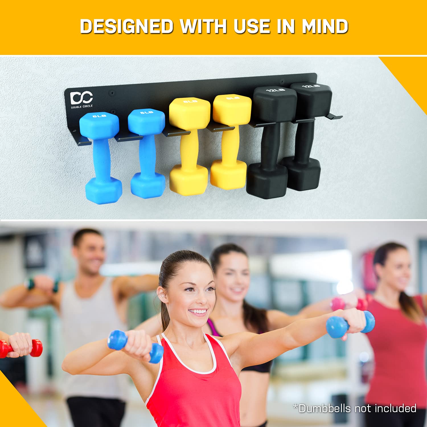 Double Circle Gym Rack Organizer - Wall Mounted Multi-Purpose Workout Gear Storage for Exercise Bands, Jump Ropes, Chains & Lifting Belts - Perfect for Home & Professional Gym Organization