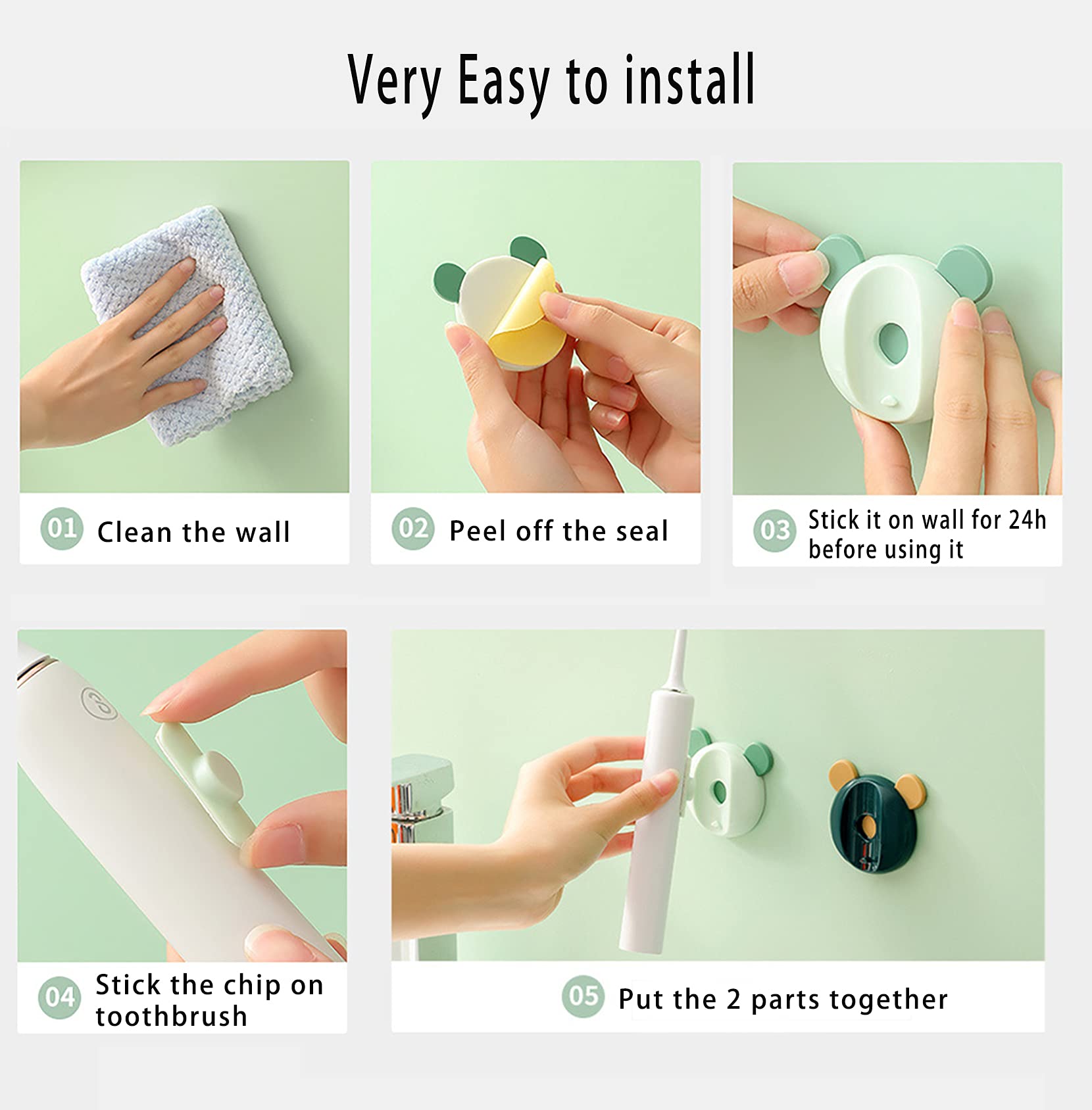 Magnetic Wall Mount Toothbrush Holder - Adhesive Bathroom Organizer for Electric Toothbrushes, Space Saving Storage Stand, 1 Pack - Perfect for Small Bathrooms & Vanity Countertop Organization