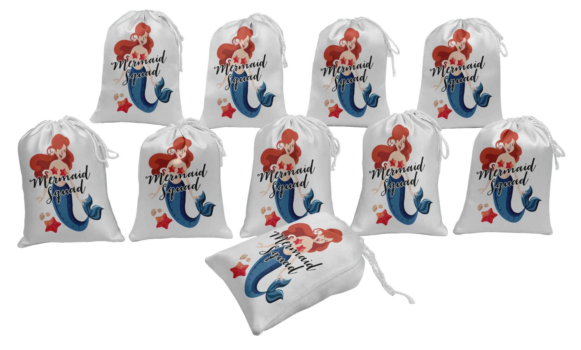 White Mermaid Squad Birthday Party Supplies - 15pcs Favor Candy Bags for Girls' Birthday, Baby Shower & Themed Parties - Perfect for Goodie Bags, Treats & Party Favors