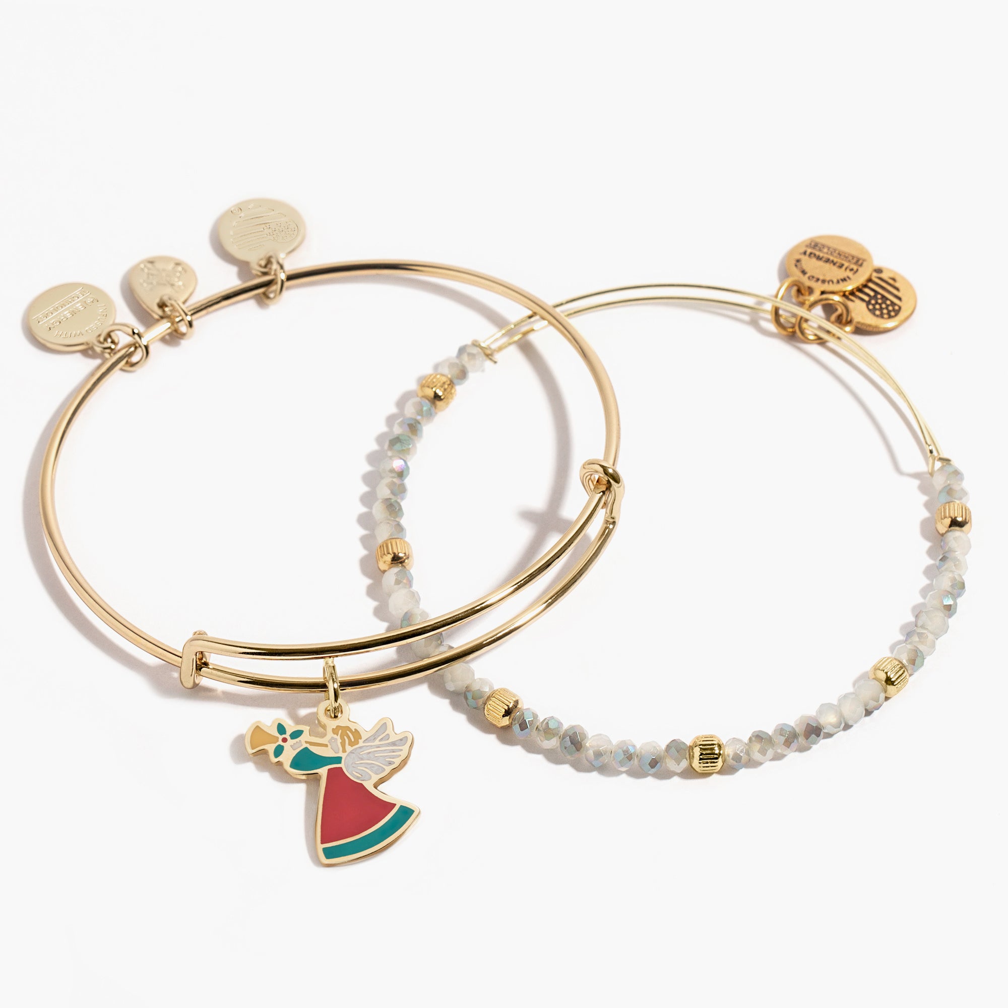 2 Pack Holiday Angel Charm Bracelets for Women - Elegant Christmas Jewelry Gift for Party, Wedding & Festive Occasions