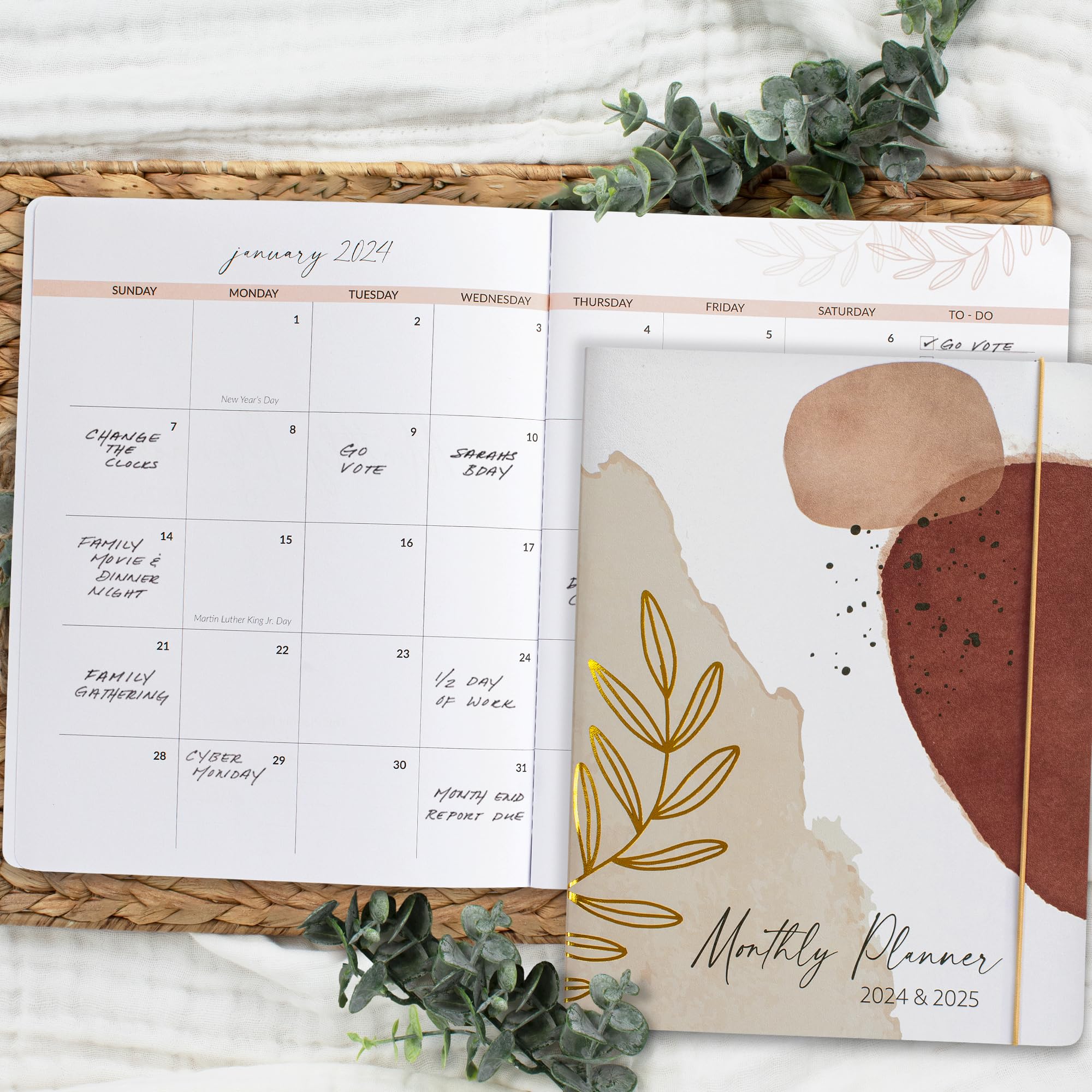 2024-2025 Monthly Planner & Calendar Book - Abstract Design Productivity Planner with To-Do Lists for Work, School & Personal Organization | Perfect for Goal Tracking, Time Management & Daily Scheduling (Jan 2024-Dec 2025)