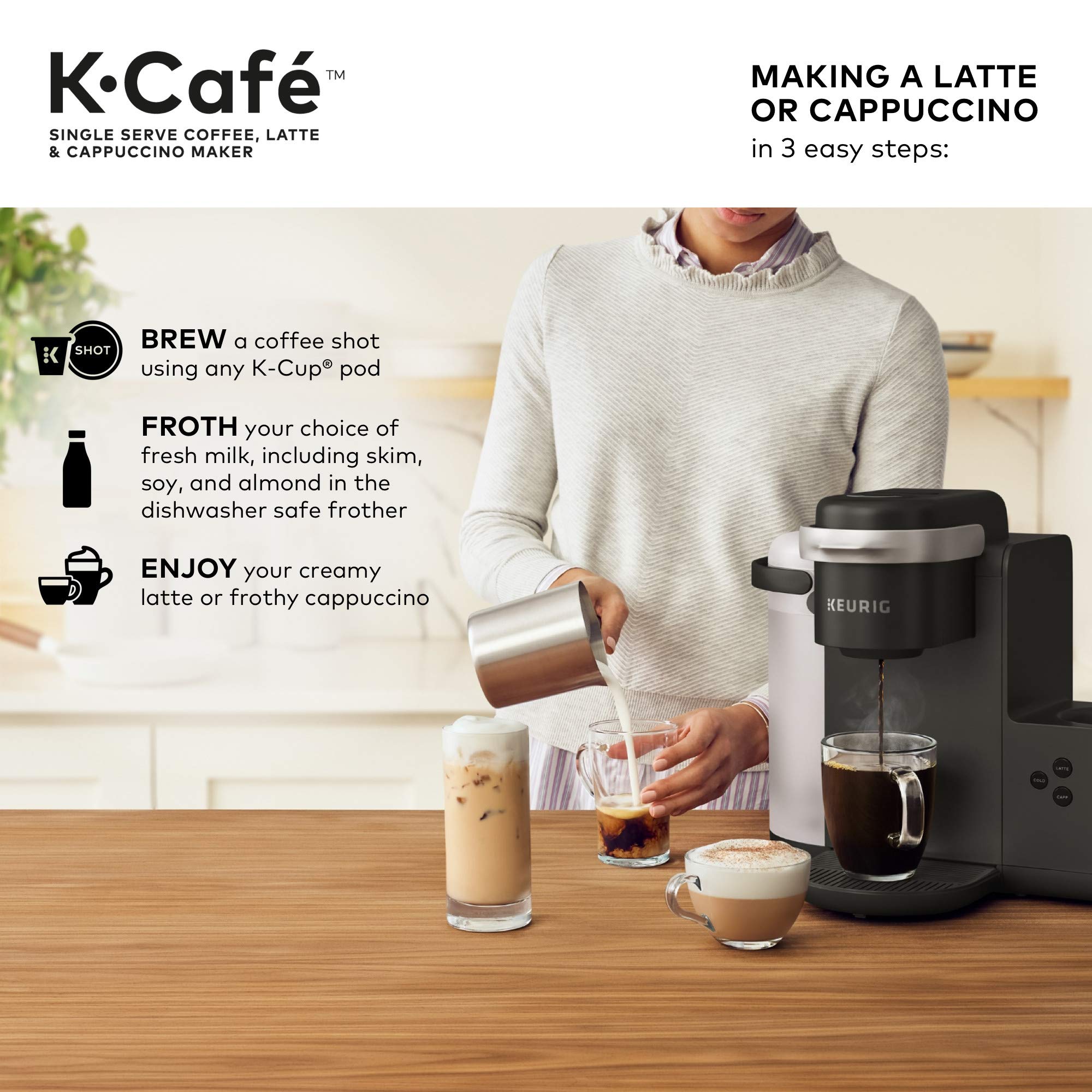 Keurig K-Café Single Serve & Carafe Coffee Maker with 32 Illy Coffee Intenso Dark Roast K-Cup Pods - Perfect for Home, Office & Entertaining