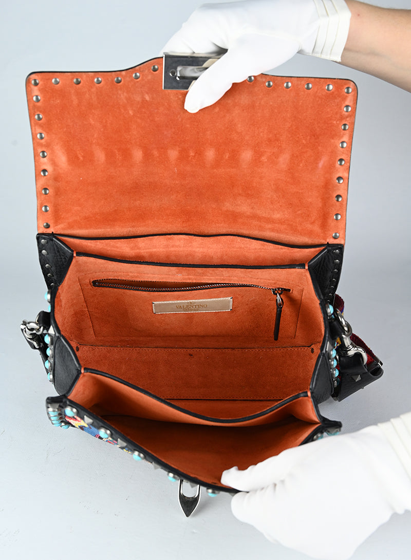 Valentino Rockstud Beaded Guitar Bag - Luxury Crossbody Purse for Women | Perfect for Parties, Dates & Evening Events