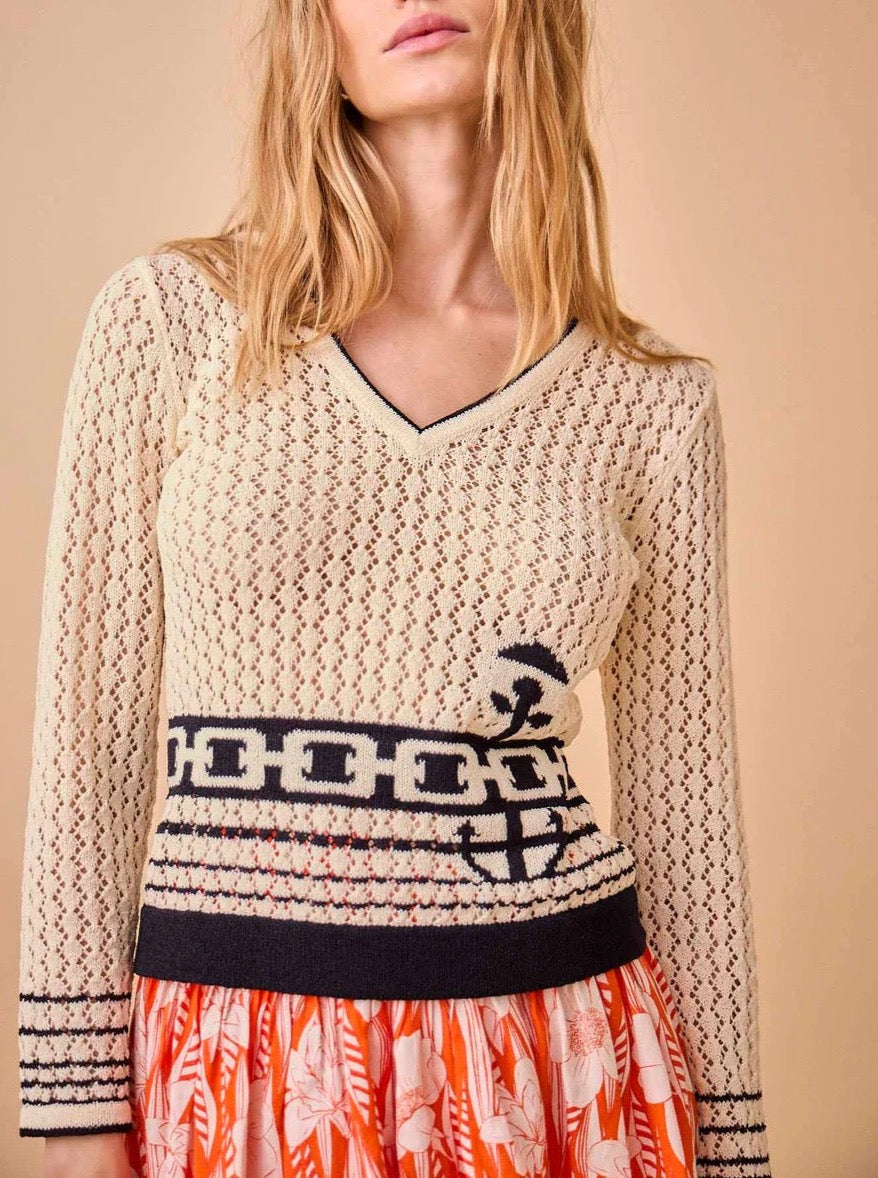 Hunter Bell Skylar Sweater Anchor - Women's Chunky Knit Pullover for Fall & Winter - Cozy Casual Wear for Office, Dates & Weekend Outings