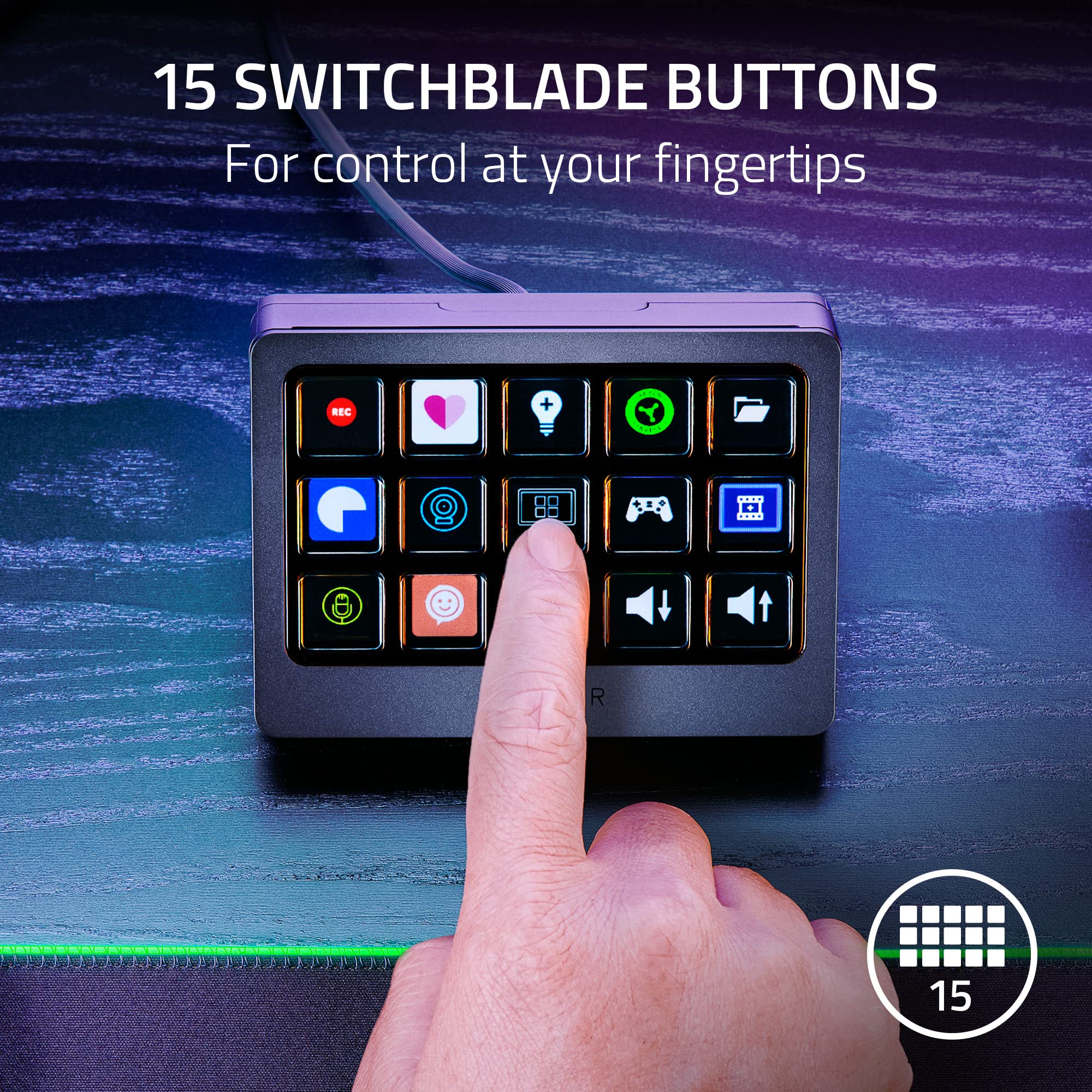 Razer Stream Controller X - Professional All-in-One Streaming Keypad with 15 Customizable Switchblade Buttons, Multi-Link Macros & Magnetic Faceplate for PC & Mac | Perfect for Twitch, YouTube & Discord Streamers