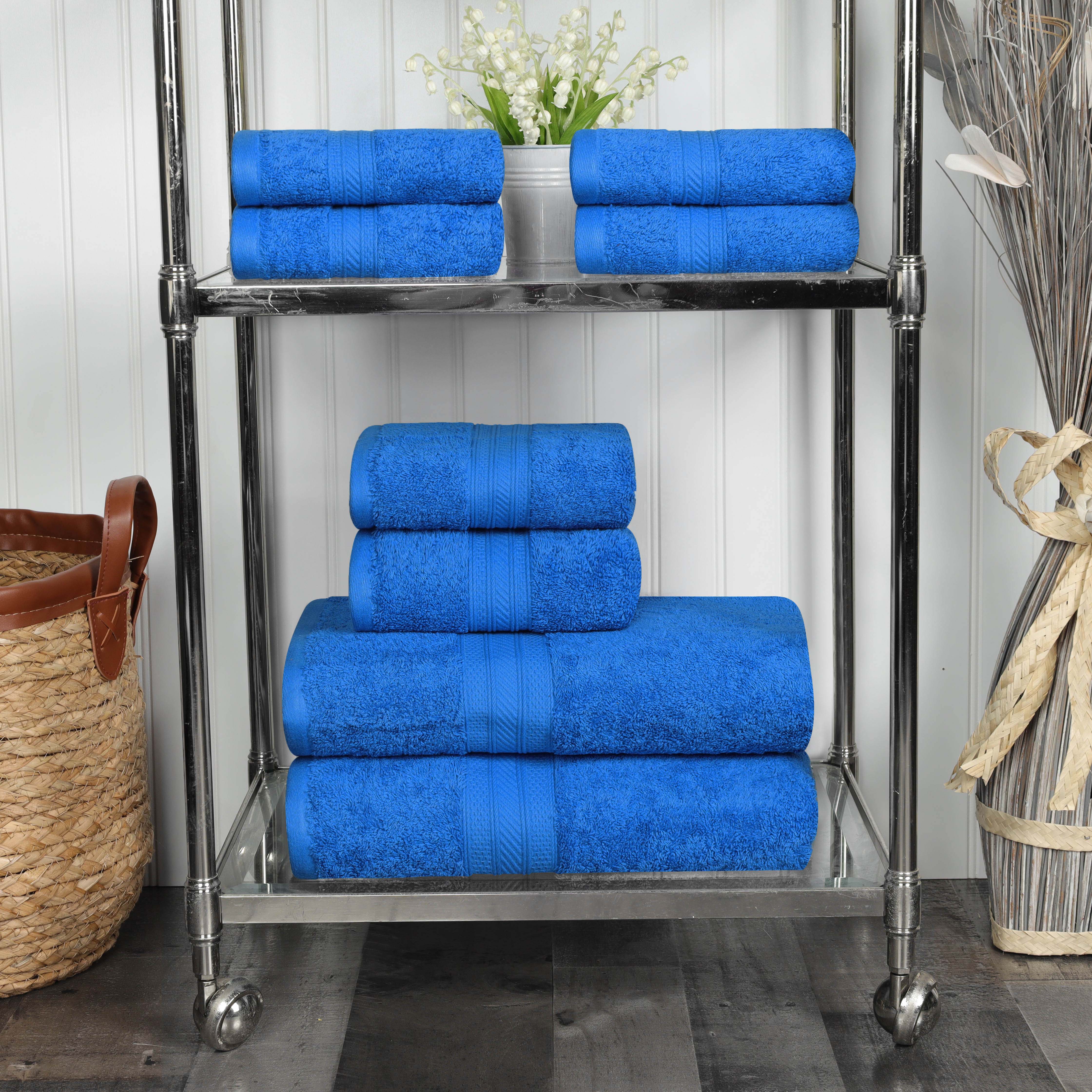 Atlas Cotton Plush Absorbent Heavyweight 8-Piece Bath Towel Set - Ultra Soft & Quick Dry for Spa, Gym, and Luxury Home Use