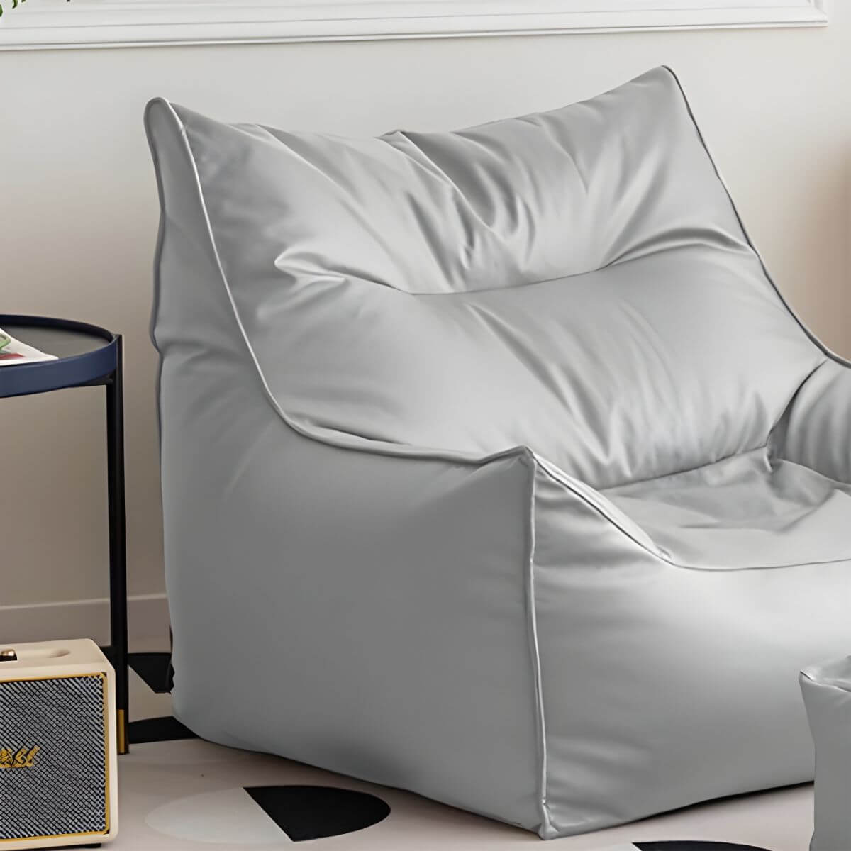 Premium Oversized Faux Leather Bean Bag Chair with Polypropylene Fill - Perfect for Living Room, Bedroom, Game Room & Dorm Relaxation