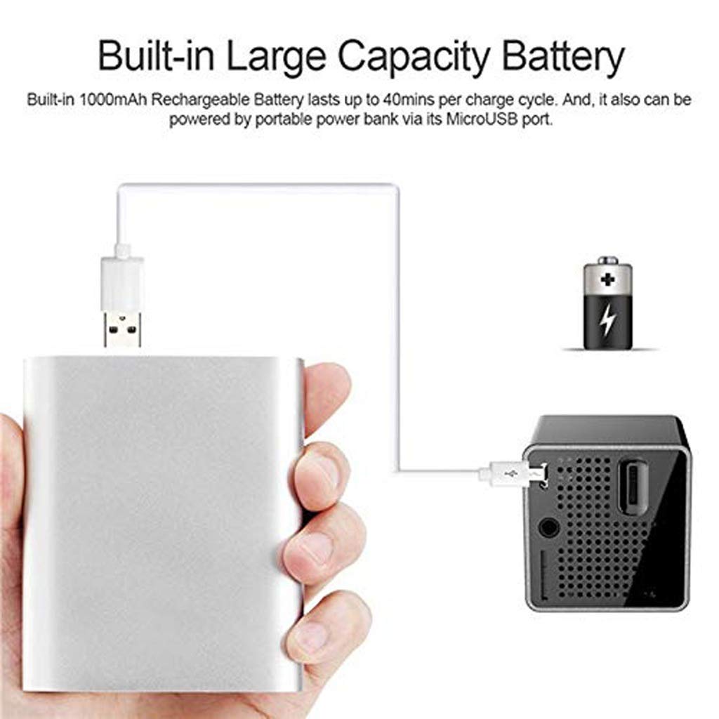 Portable Mini Projector with Smart DLP Technology - HD Outdoor & Indoor Movie Projector for Home Theater, Camping, and Presentations | Includes Mobile Projector Bracket