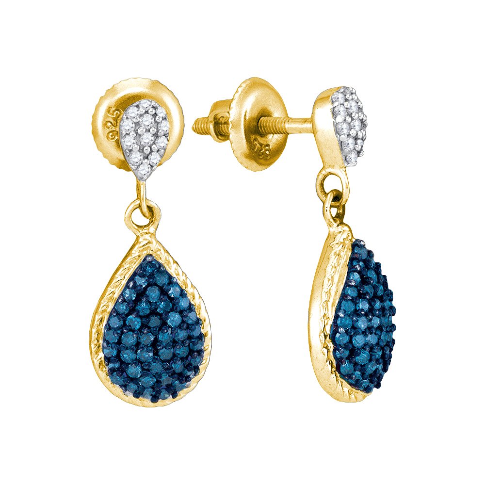0.50 Carat 10K Yellow Gold Blue Diamond Micro-Pave Stud Earrings for Women - Dazzlingrock Collection | Perfect for Weddings, Anniversaries & Special Occasions