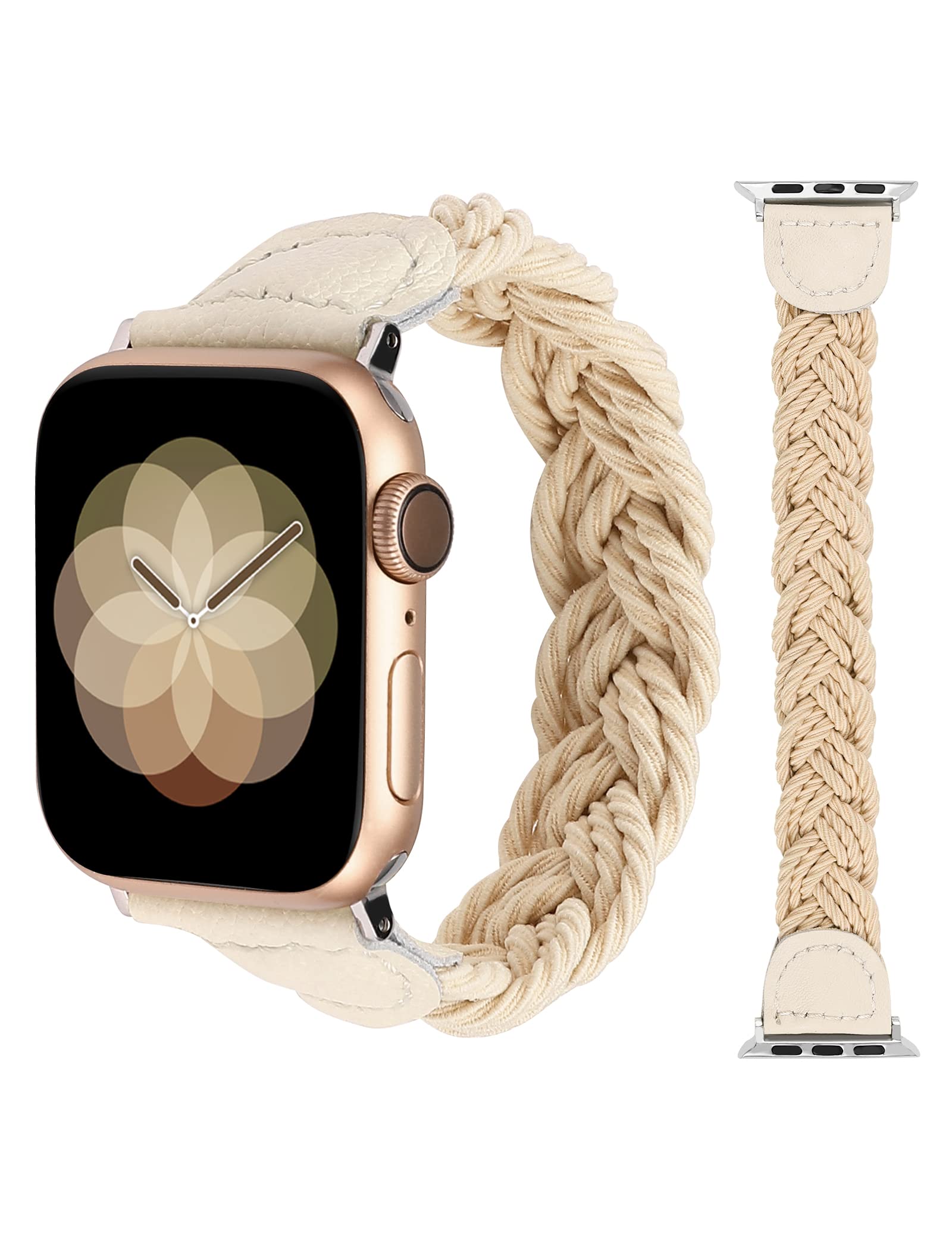 Minyee Braided Solo Loop Stretch Band for Apple Watch 38mm 40mm 41mm - Soft Elastic Woven Replacement Bracelet Compatible with iWatch Series SE/8/7/6/5/4/3/2/1 - Perfect for Workouts, Running & Everyday Wear