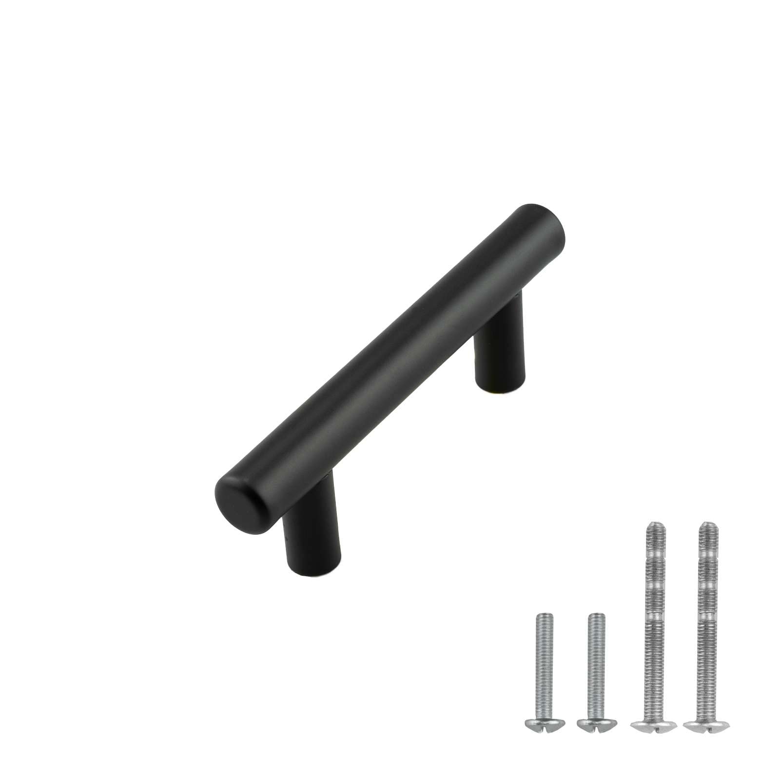 Stainless Steel Cabinet Handles 5 Pack - Matte Black for Kitchen & Bathroom