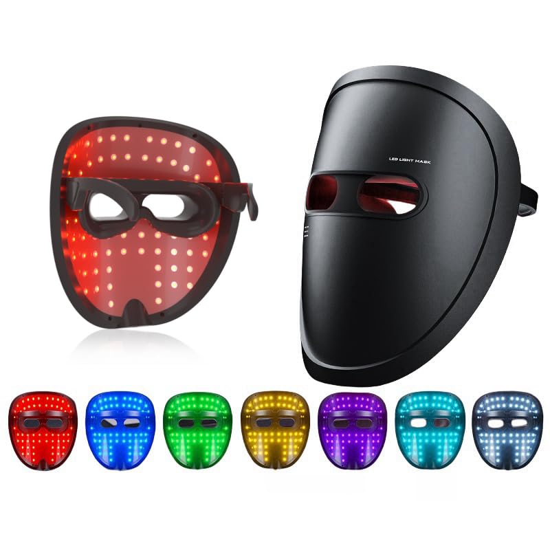 7-Color LED Light Therapy Mask for Face - Red & Blue Light Photon Therapy for Acne, Wrinkles & Skin Rejuvenation - At-Home Spa Treatment for Glowing Skin