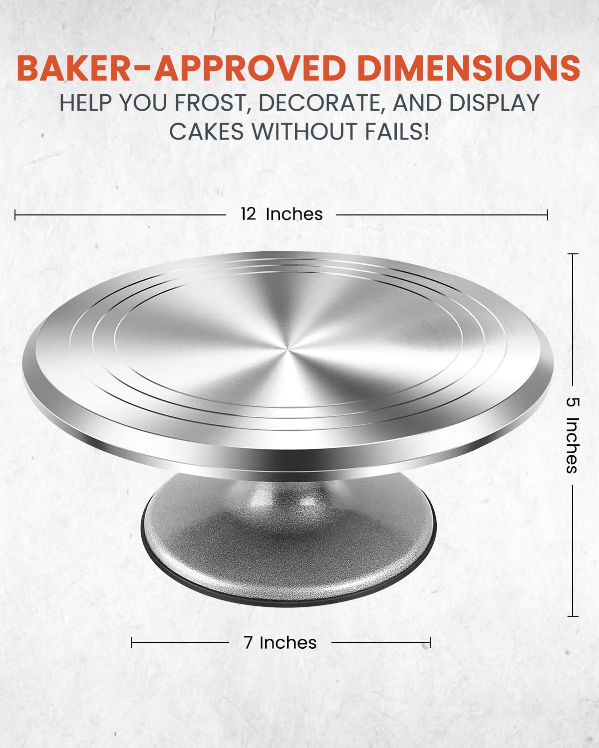 12 Inch Aluminum Alloy Rotating Cake Stand - Heavy Duty Cake Turntable for Decorating Cupcakes, Pastries & Desserts | Perfect for Baking, Cake Decorating & Party Serving