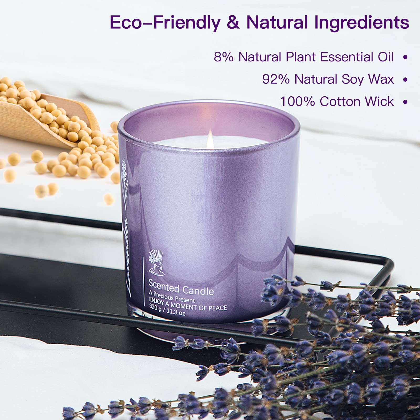 Lavender Scented Candles - 2 Pack 23oz Large Jar Aromatherapy Candles for Home, Highly Fragranced Relaxing Candles Set, Perfect Gift for Women & Mom - Luxury Healing Candles for Bedroom, Bath & Meditation