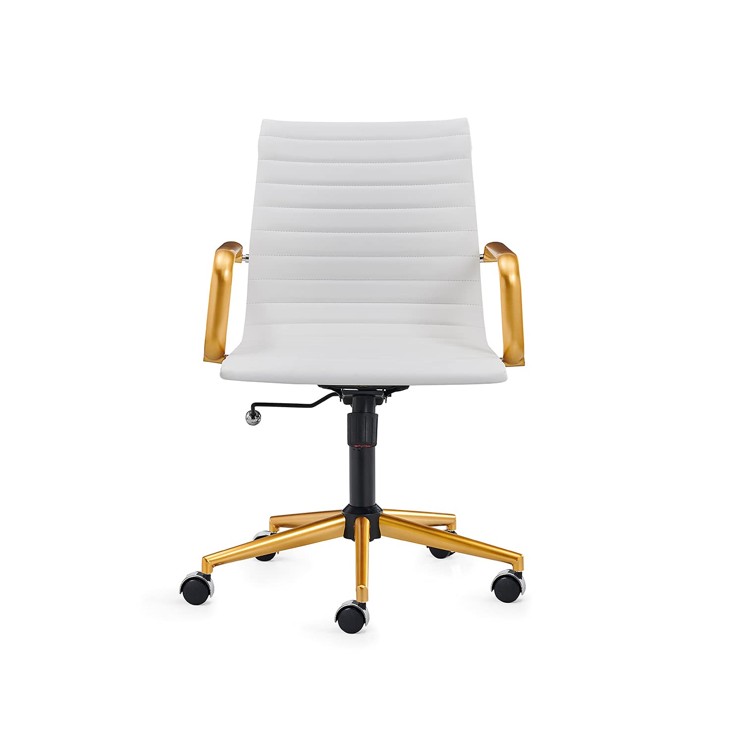 Ergonomic Modern Office Desk Chair - Executive Computer Chair with Adjustable Arms & PU Swivel Rolling Base (GD-White) - Perfect for Home Office, Gaming & Workspace Comfort