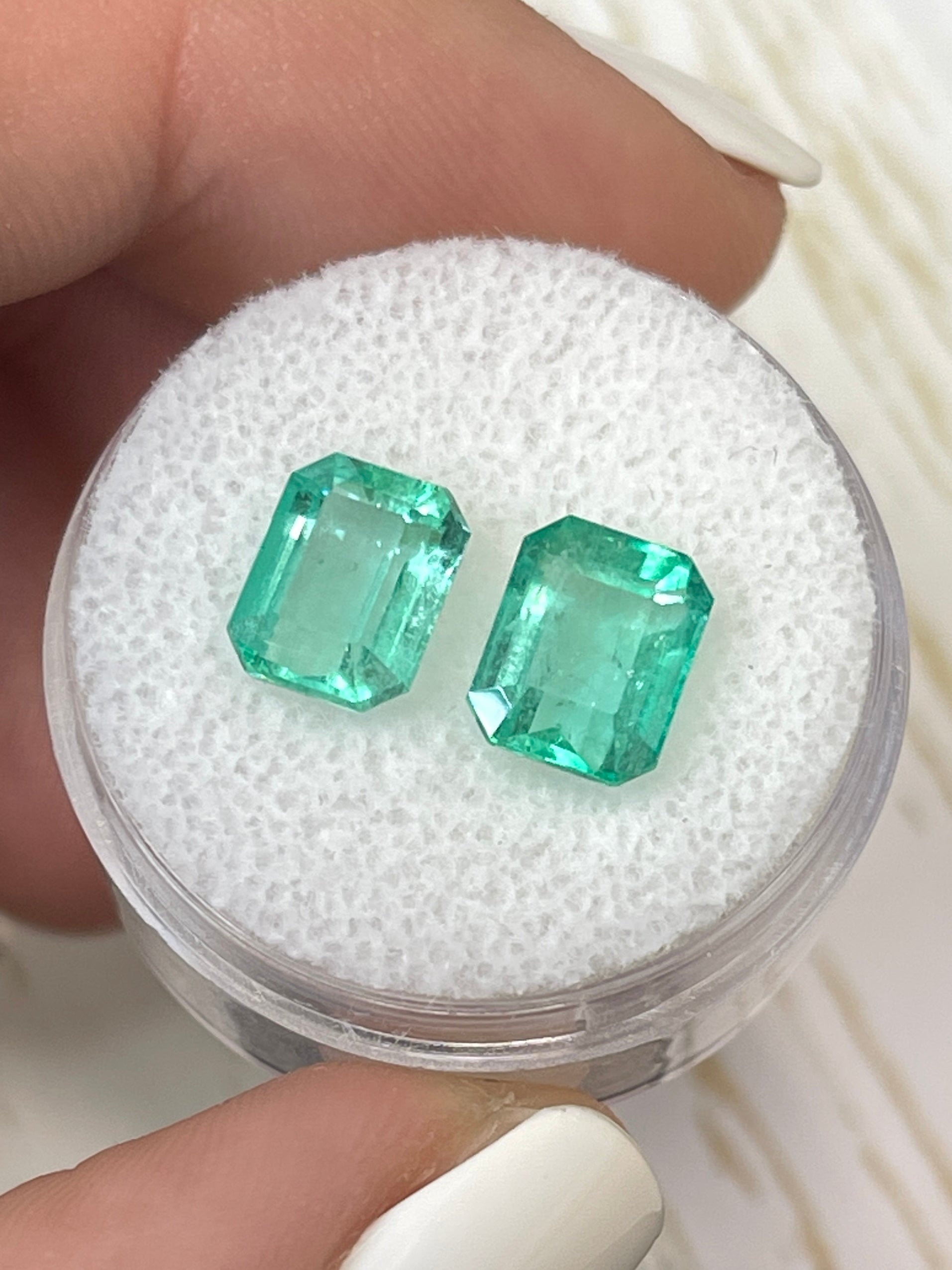 3.03tcw 8x6 Matching Green Loose Colombian Emeralds - Emerald Cut Gemstones for Jewelry Making, Engagement Rings & Fine Collections