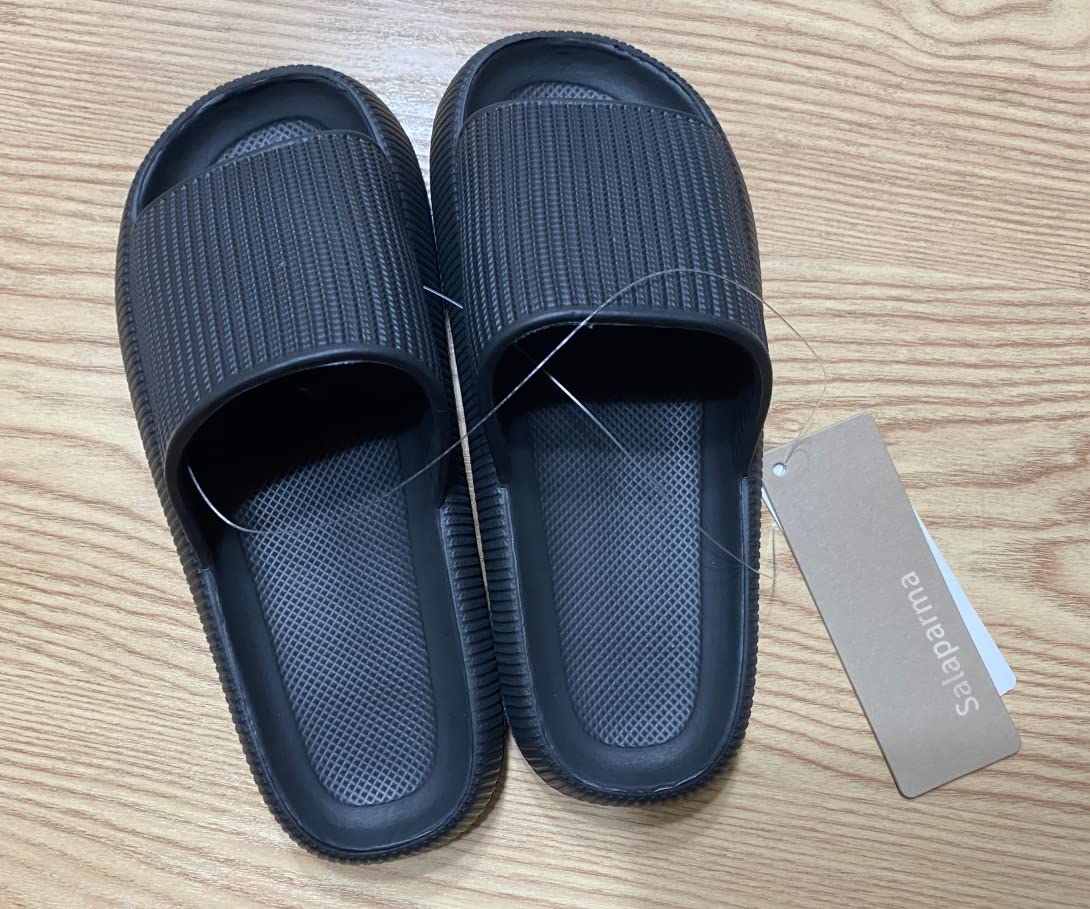 Salaparma Soft Cloud Cushion Slides for Women & Men - Comfortable EVA Anti-Slip Shower Shoes with Smile Face Design - Perfect for Spa, Bath, Pool, Gym, Indoor & Outdoor Use
