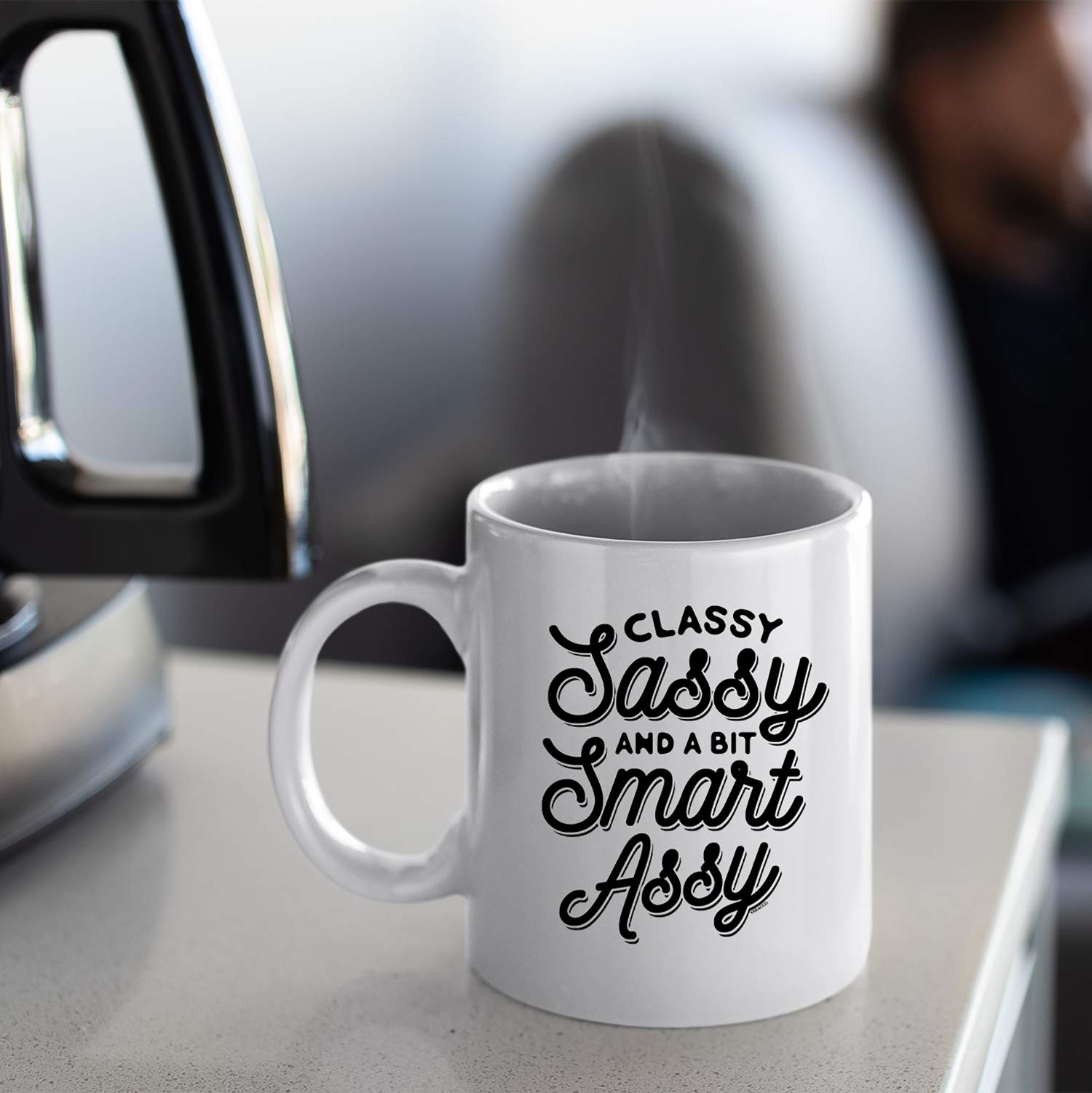Veracco Funny White Ceramic Coffee Mug - Classy & Sassy Gift for Coffee Lovers, Bachelor Party Favors | Perfect for Office, Home & Gag Gifts