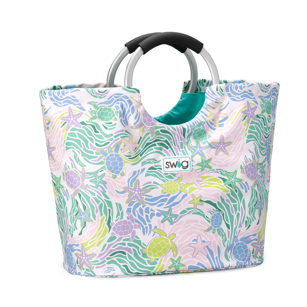 Sea Swirl Loopi Tote Bag - Waterproof Beach Bag with Adjustable Strap for Women, Perfect for Pool, Travel & Shopping | Trendy Summer Accessory