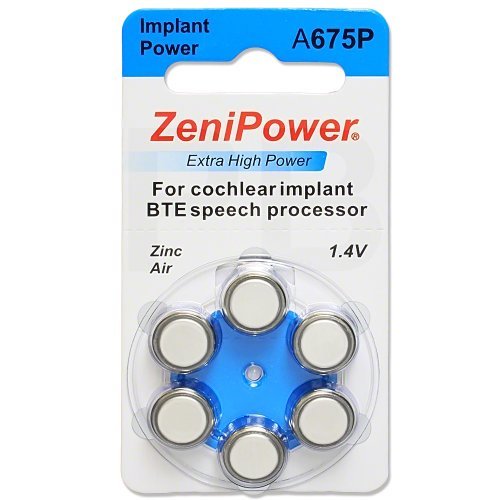 High Power Zinc Air 1.4V Size 675P/675CI Batteries for Cochlear Implant BTE Speech Processors - 180 Count Pack - Long-Lasting Hearing Aid Batteries for Daily Use & Travel