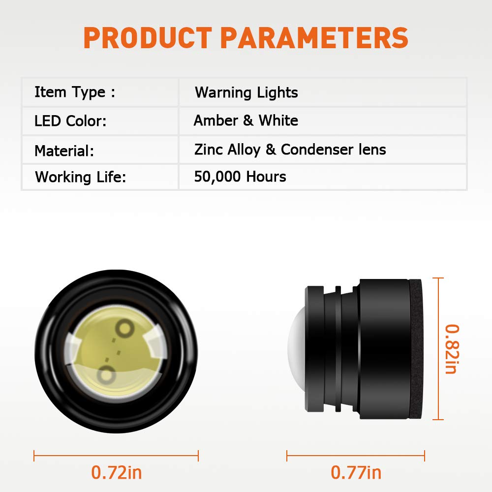 4-in-1 LED Eagle Eye Emergency Strobe Warning Lights for Cars & Motorcycles - 12V Amber/White DRL Lights with Wireless Remote Control - Perfect for Emergency Vehicles, Off-Road Trucks & Nighttime Safety