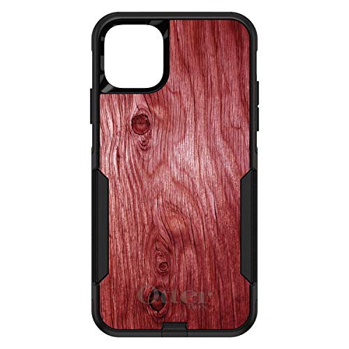 Dark Red Weathered Wood Grain Print On Black Case