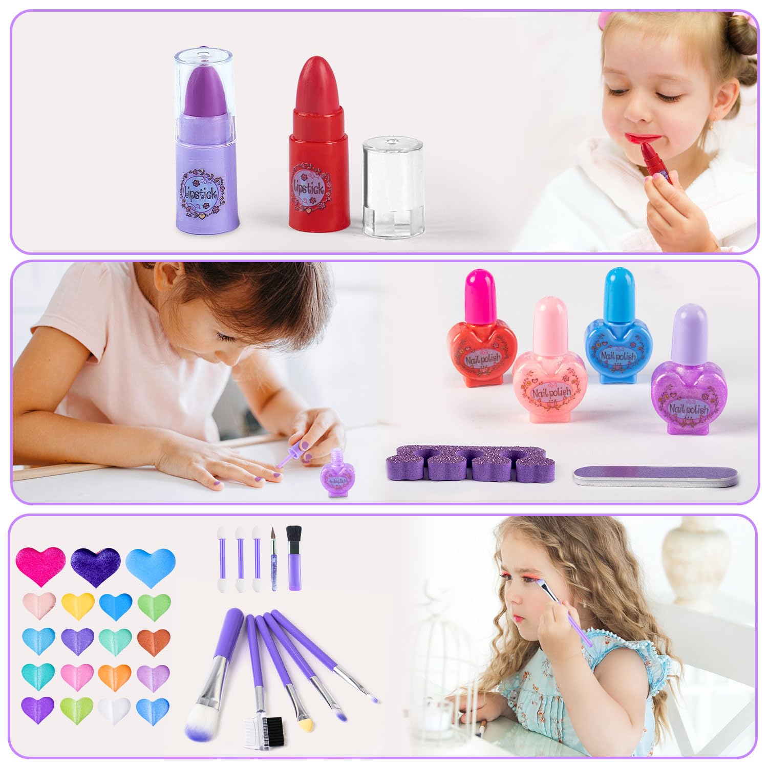 **66Pcs Washable Kids Makeup Kit for Girls - Pretend Play Makeup Set, Non-Toxic & Safe for Toddlers Ages 3-12 | Perfect Christmas & Birthday Gift for Girls | Great for Dress-Up, Role Play & Party Fun**