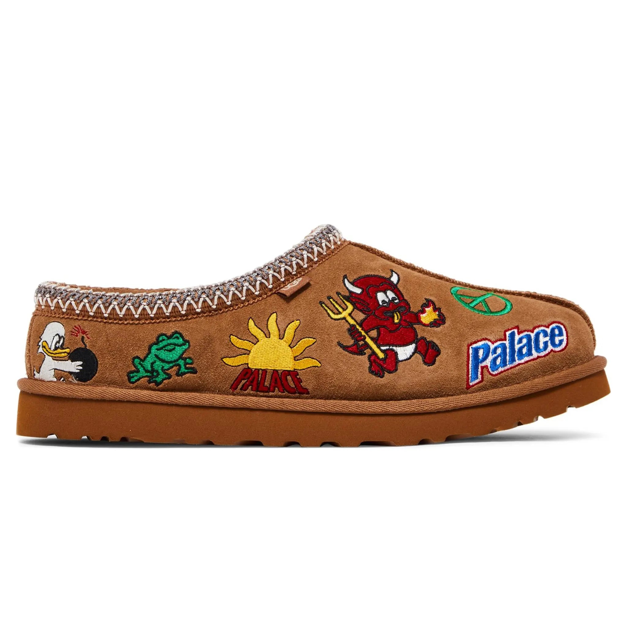 Palace x UGG Tasman Chestnut Slippers for Men & Women - Cozy Indoor/Outdoor House Shoes - Perfect for Winter Comfort & Home Relaxation