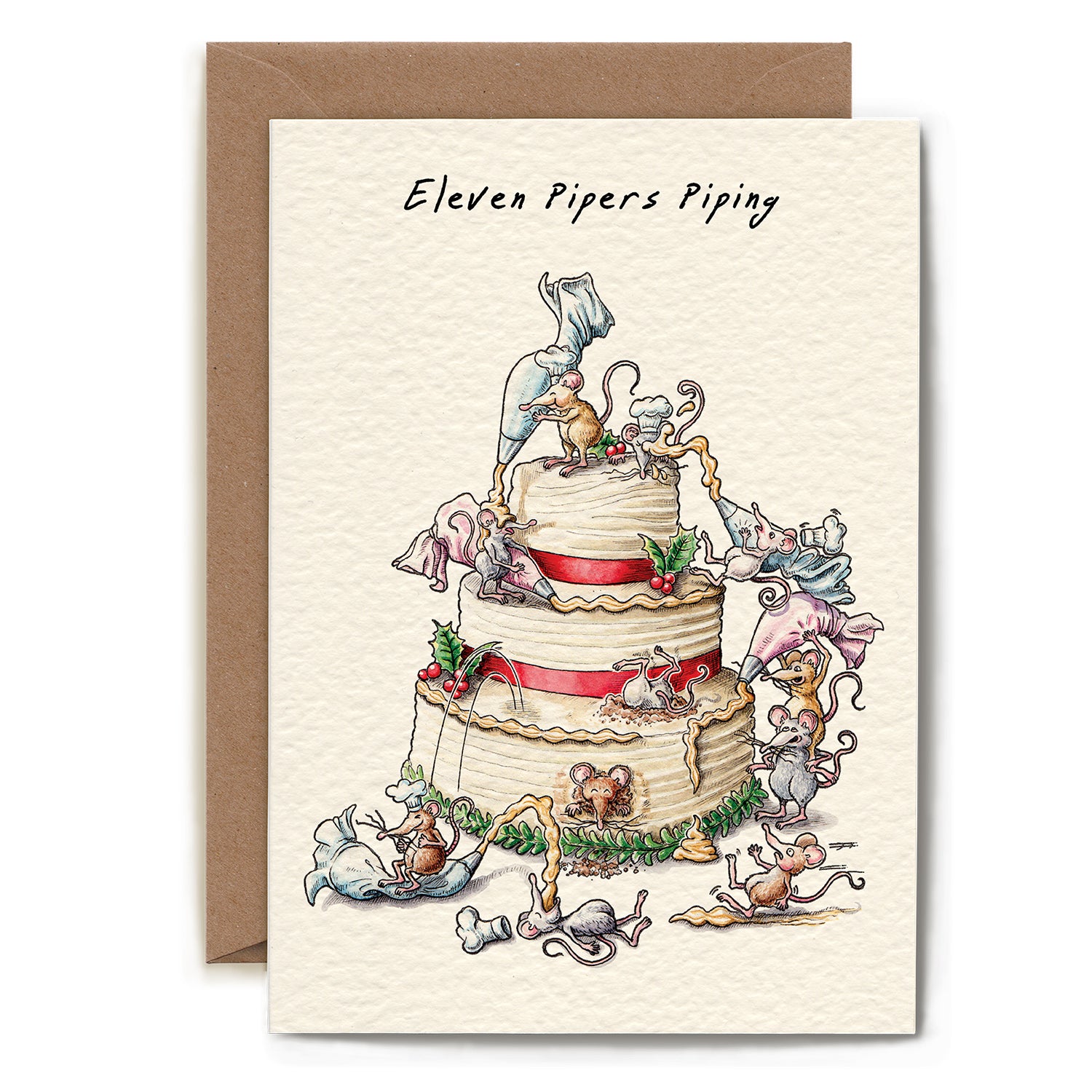 Eleven Pipers Piping Christmas Greeting Card - Holiday Season Greetings for Family & Friends - Perfect for Christmas Wishes, Holiday Parties & Festive Celebrations