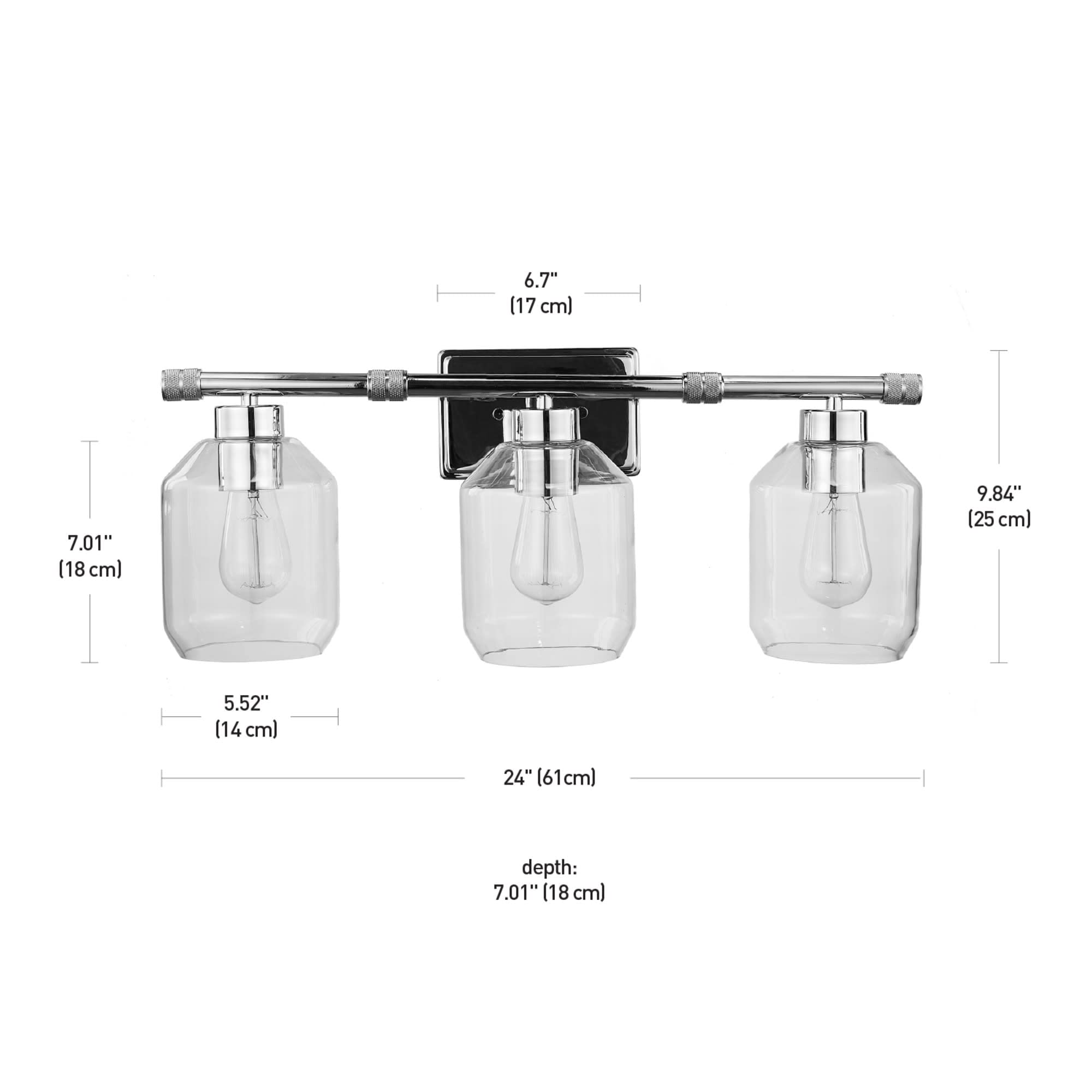 Globe Electric 60495 Middleton 5-Piece Bathroom Set - Brass Finish Vanity Light with Clear Glass Shades, Towel Bar, Toilet Paper Holder, Towel Ring & Robe Hook | Modern Bathroom Decor for Home & Hotel Use