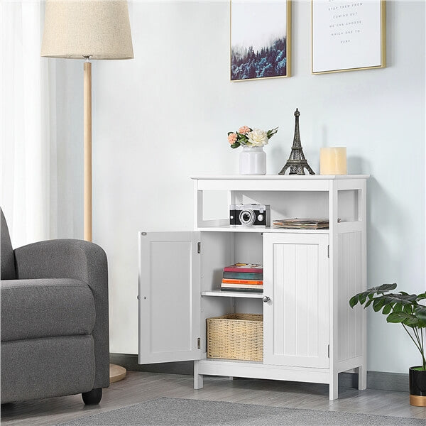 Yaheetech Bathroom Storage Cabinet with 3-Tier Shelves, Waterproof Floor Cabinet for Bathroom Organization - Perfect for Towels, Toiletries & Cleaning Supplies Storage