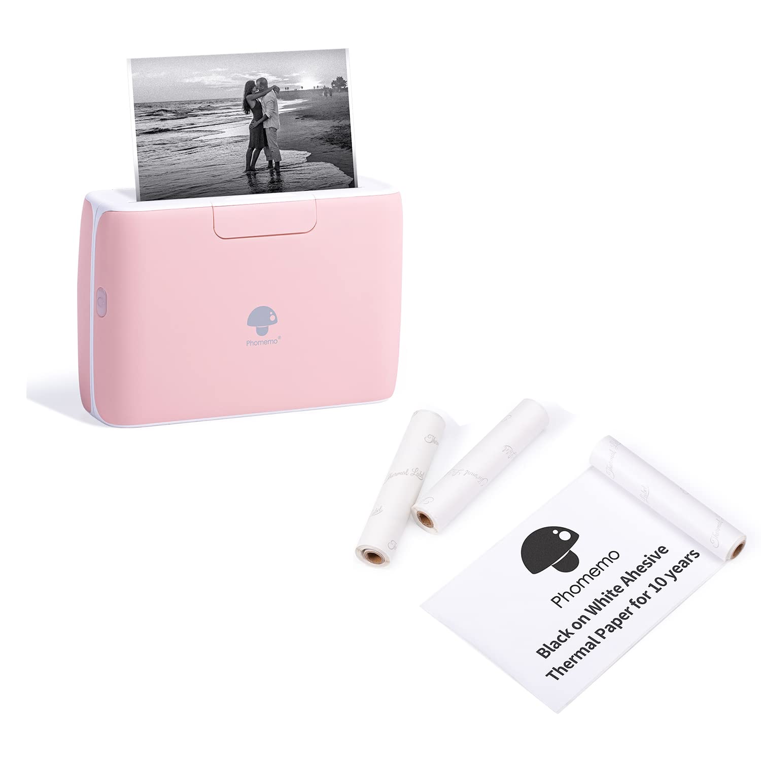 Phomemo M04S Portable Thermal Label Printer - 110mm White Adhesive Thermal Paper (3 Rolls Included) | Perfect for Shipping Labels, Barcode Printing & Small Business Packaging