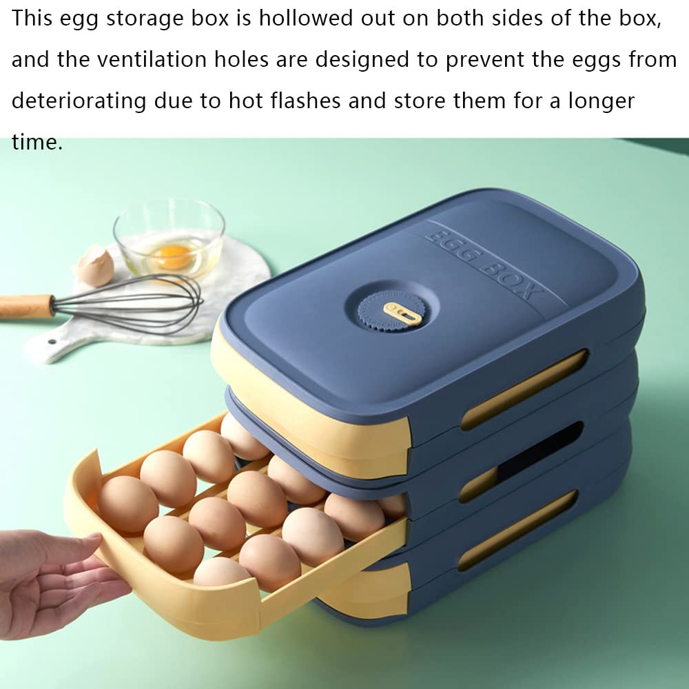 Refrigerator Egg Storage Container - Drawer Style Egg Holder with Freshness Indicator, Portable Egg Tray for Kitchen & Fridge Organization (Pink) | Perfect for Breakfast Meal Prep, Baking, and Camping Trips