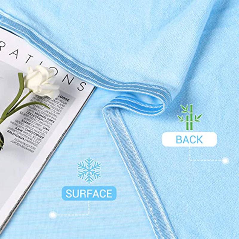 Elegear Cool Fiber Q Max 0.4 Double Sided Ice Silk Cooling Blanket - Ultra Soft & Breathable Summer Blanket for Hot Sleepers - Perfect for Bedroom, Living Room, and Outdoor Use - Lake Blue